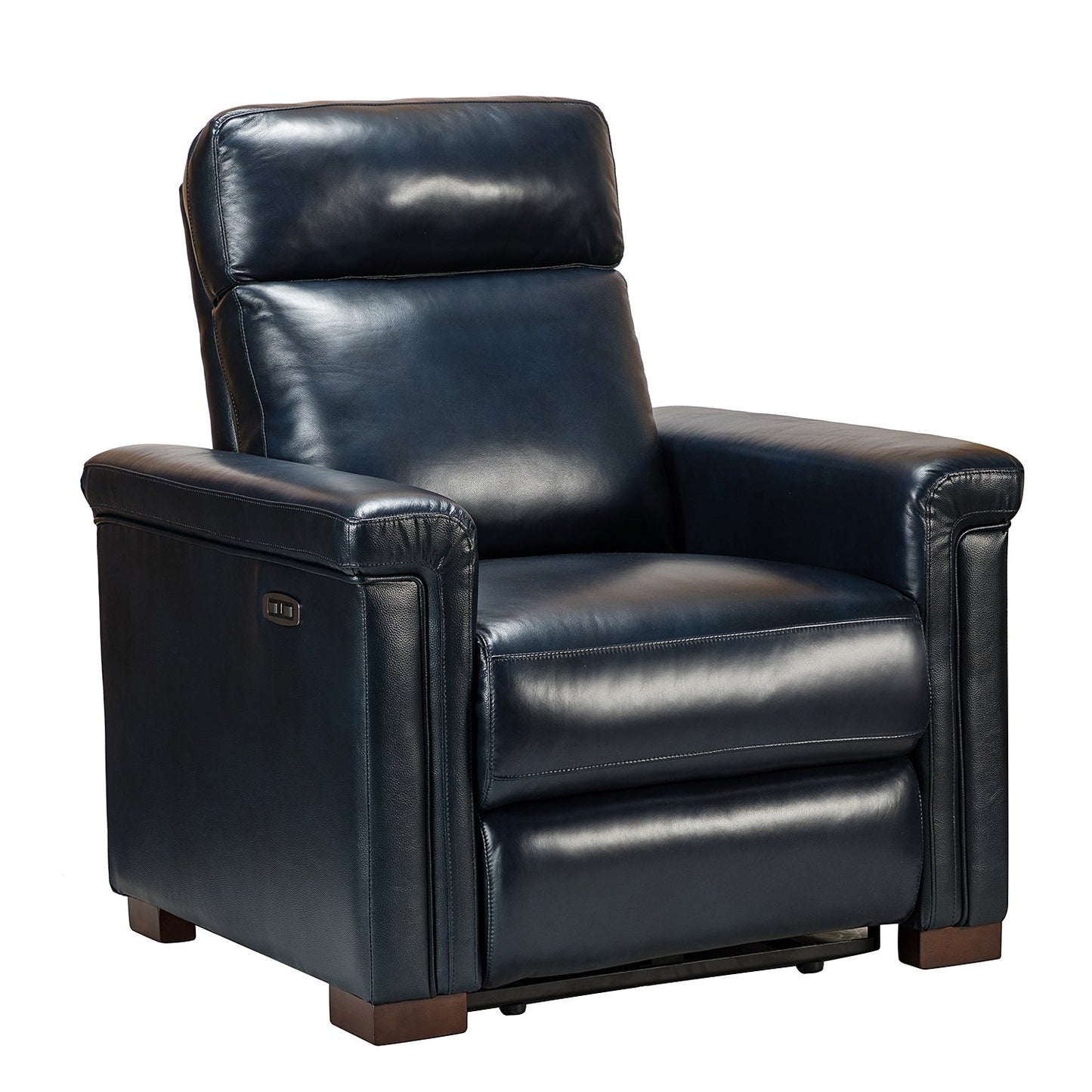 Alicia 34.65 Wide Contemporary Classic Genuine Leather Power Recliner With USB Port
