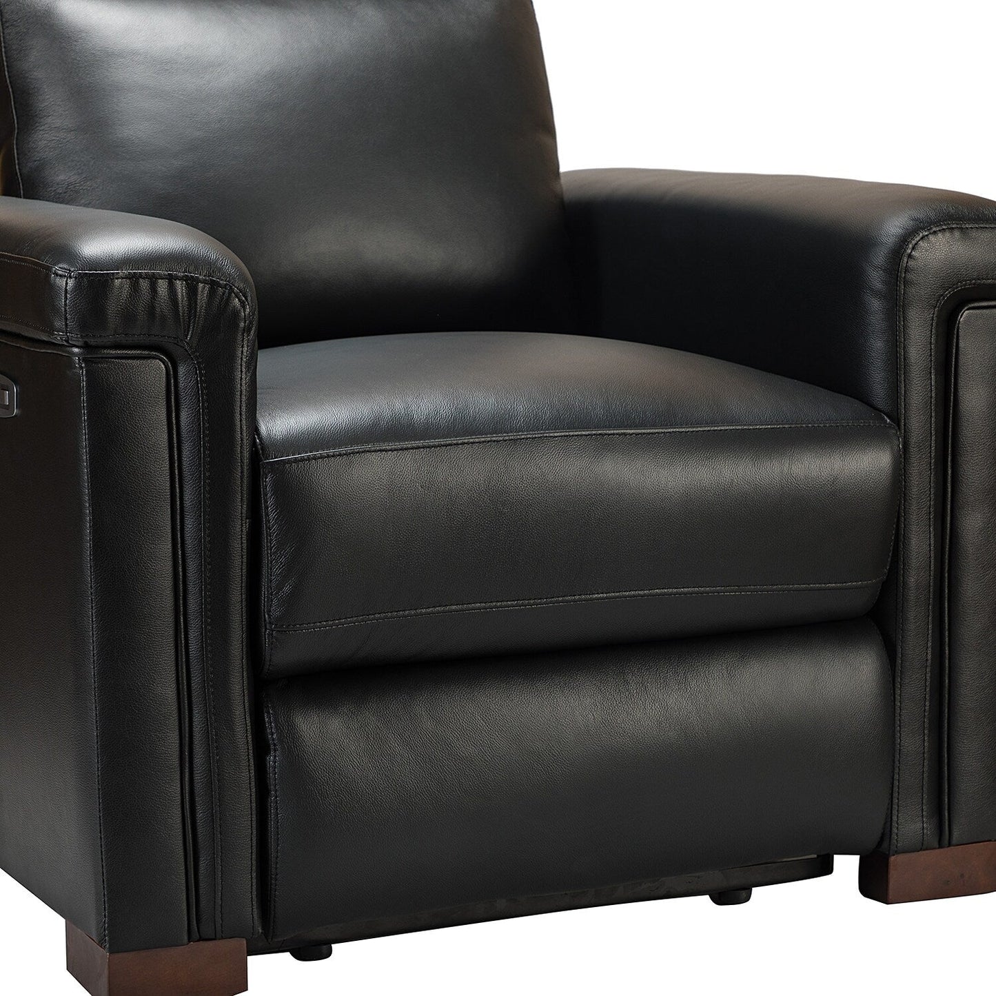 Alicia 34.65 Wide Contemporary Classic Genuine Leather Power Recliner With USB Port