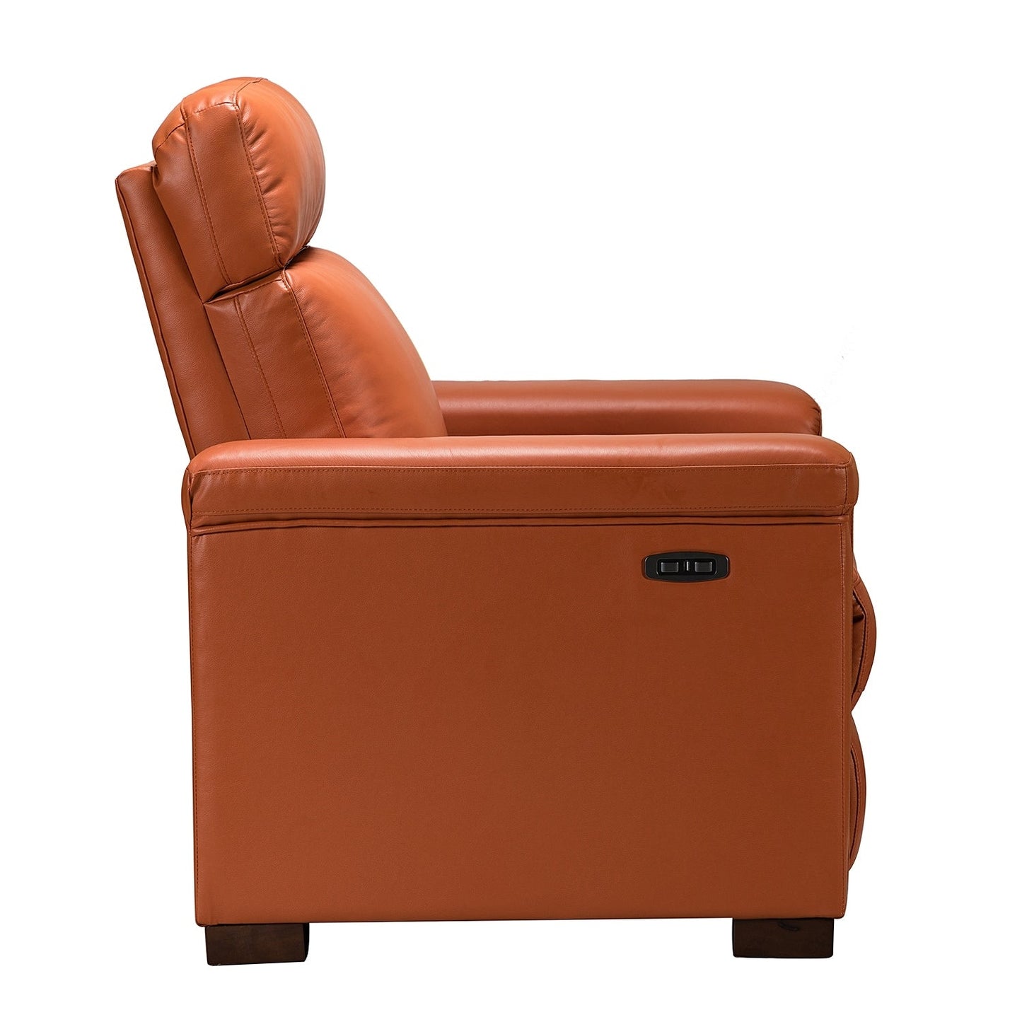 Alicia 34.65 Wide Contemporary Classic Genuine Leather Power Recliner With USB Port