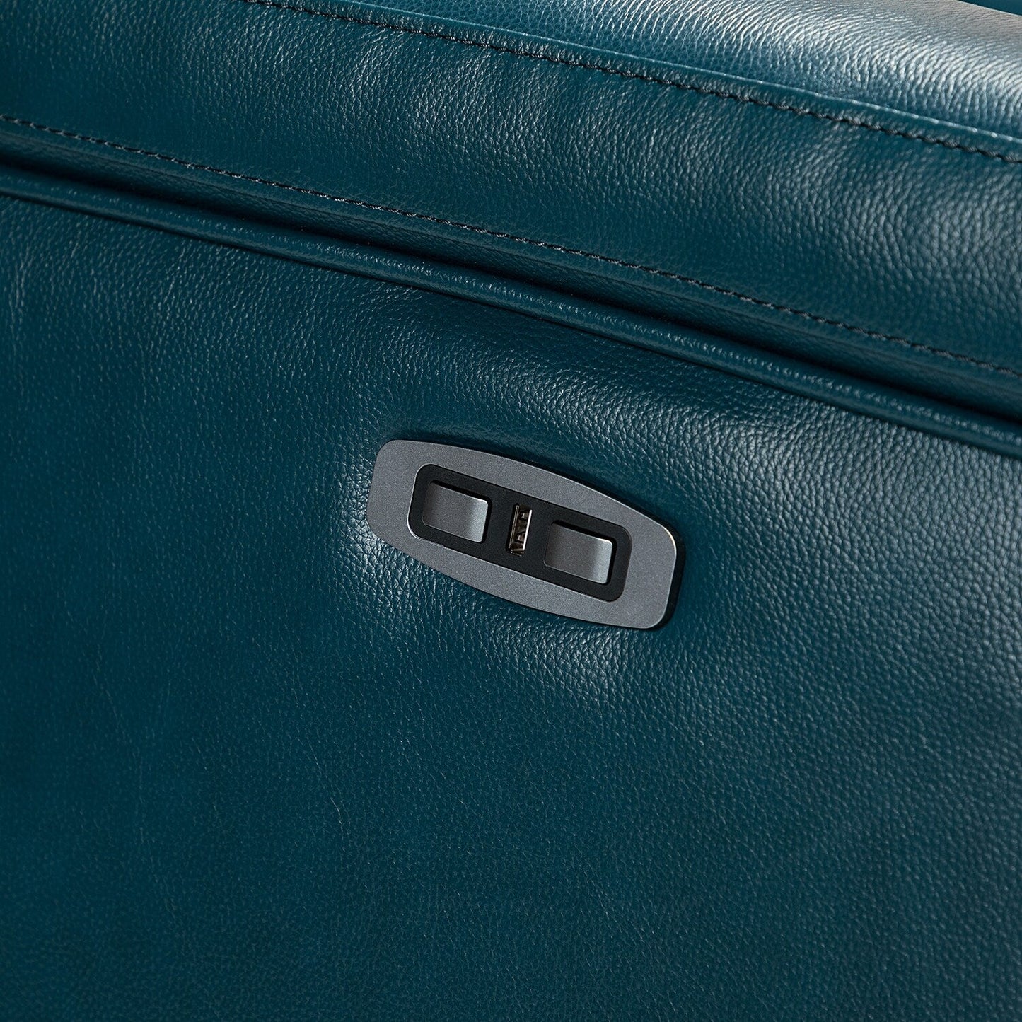 Alicia 34.65 Wide Contemporary Classic Genuine Leather Power Recliner With USB Port
