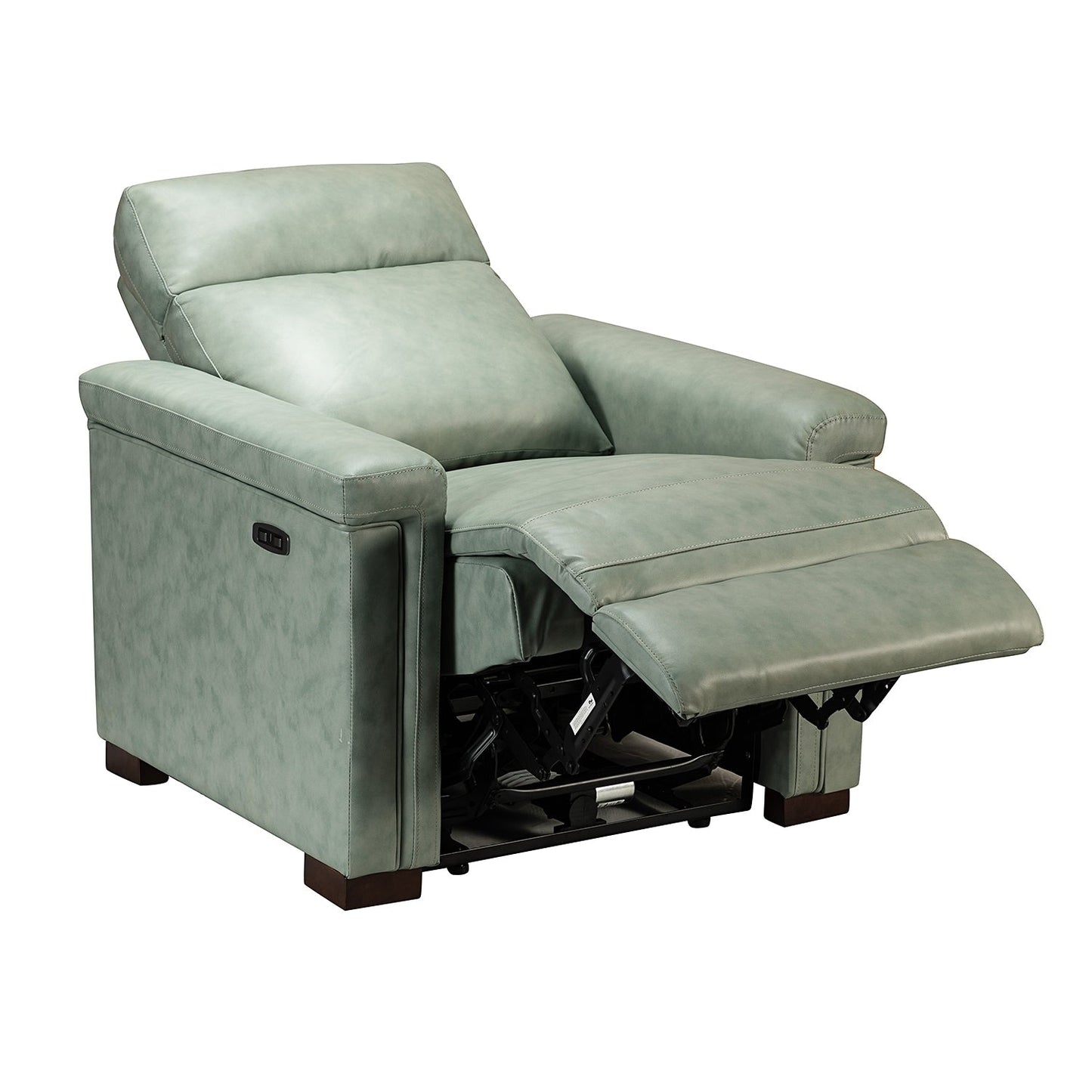Alicia 34.65 Wide Contemporary Classic Genuine Leather Power Recliner With USB Port