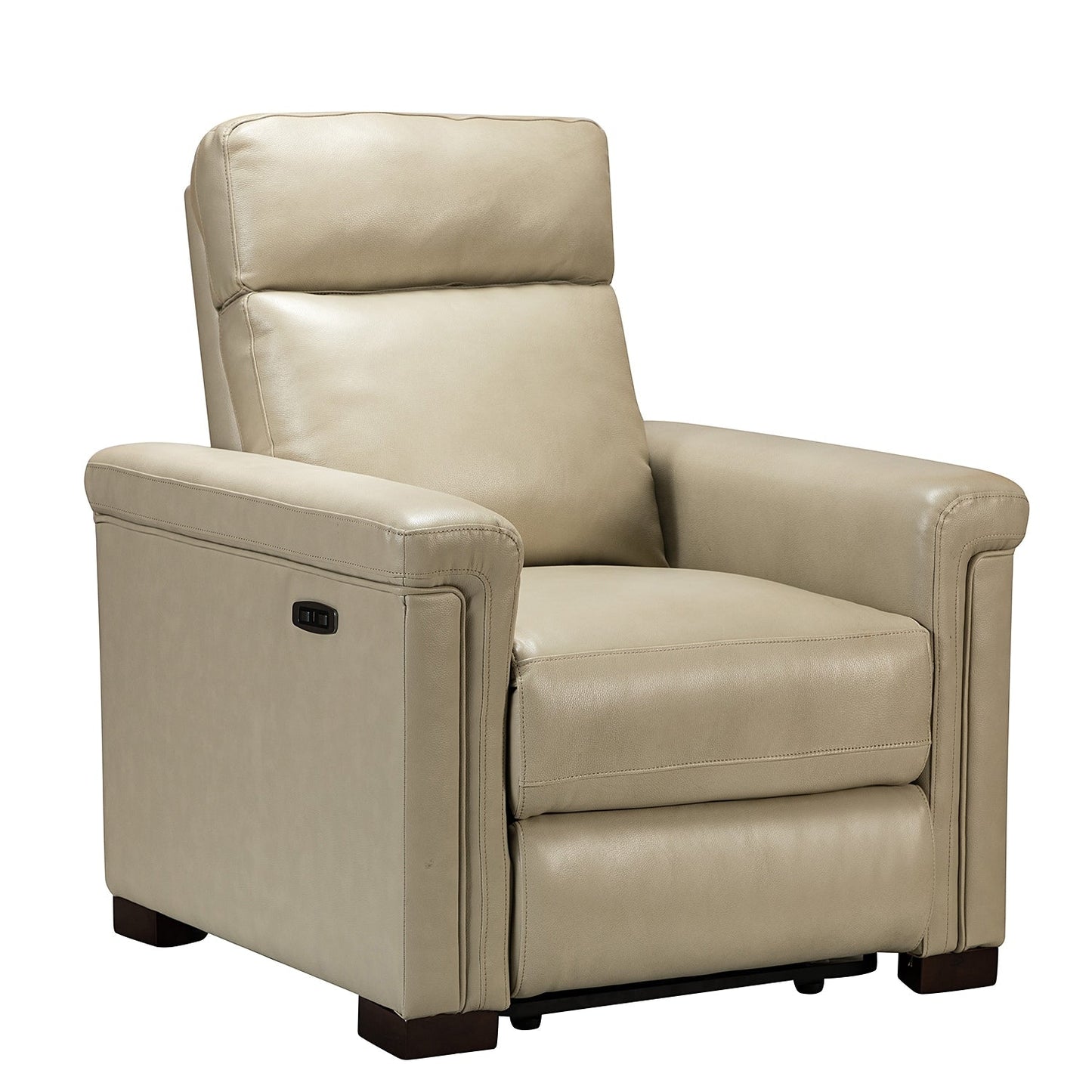 Alicia 34.65 Wide Contemporary Classic Genuine Leather Power Recliner With USB Port