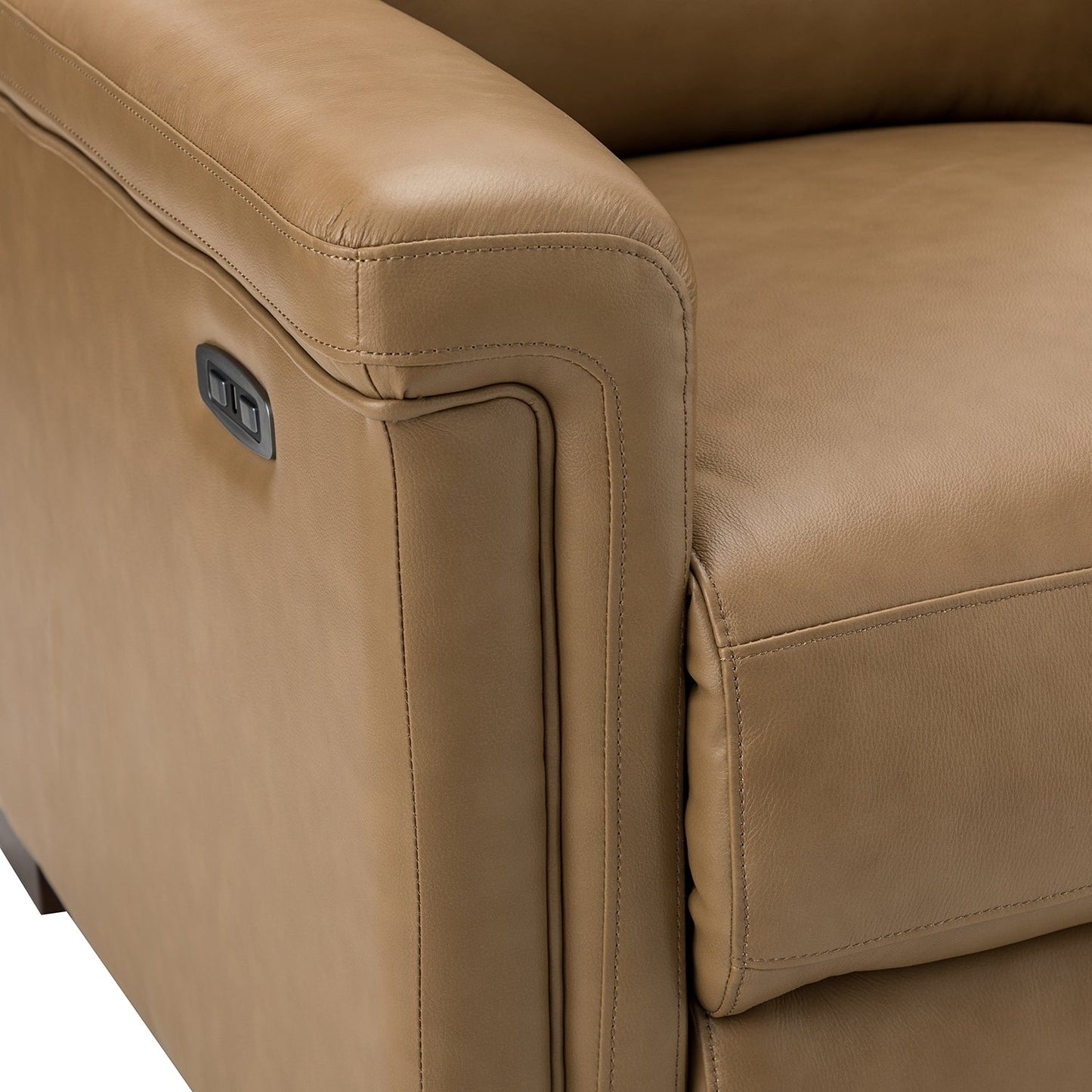 Alicia 34.65 Wide Contemporary Classic Genuine Leather Power Recliner With USB Port
