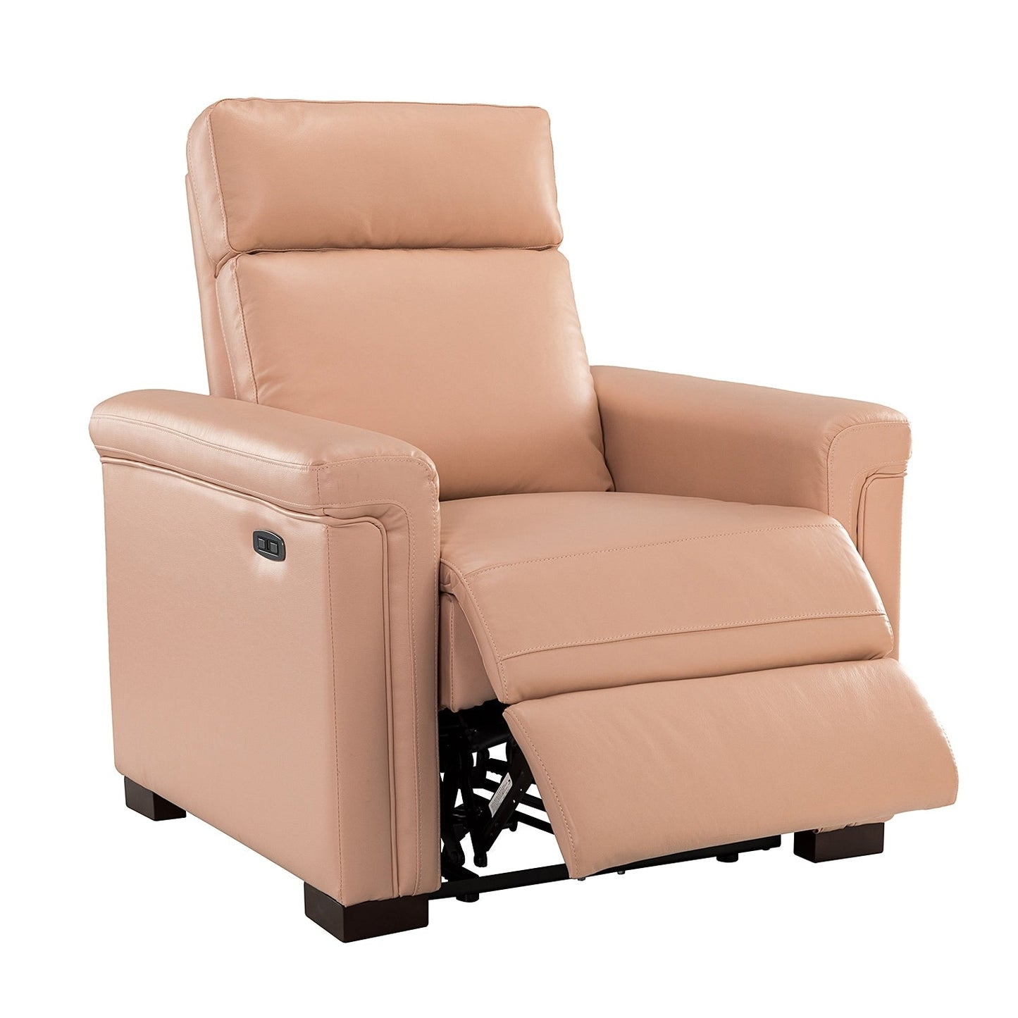 Alicia 34.65 Wide Contemporary Classic Genuine Leather Power Recliner With USB Port