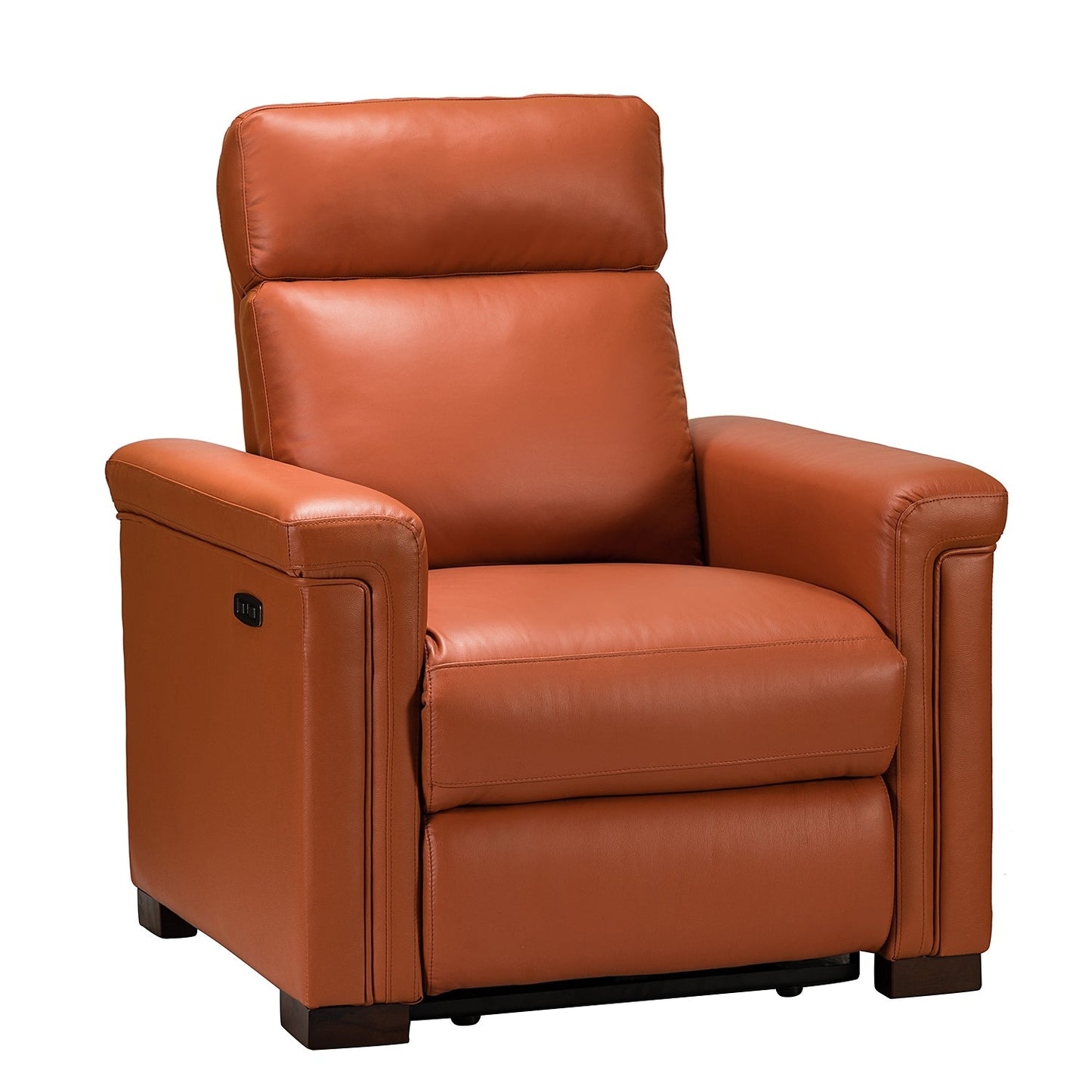 Alicia 34.65 Wide Contemporary Classic Genuine Leather Power Recliner With USB Port