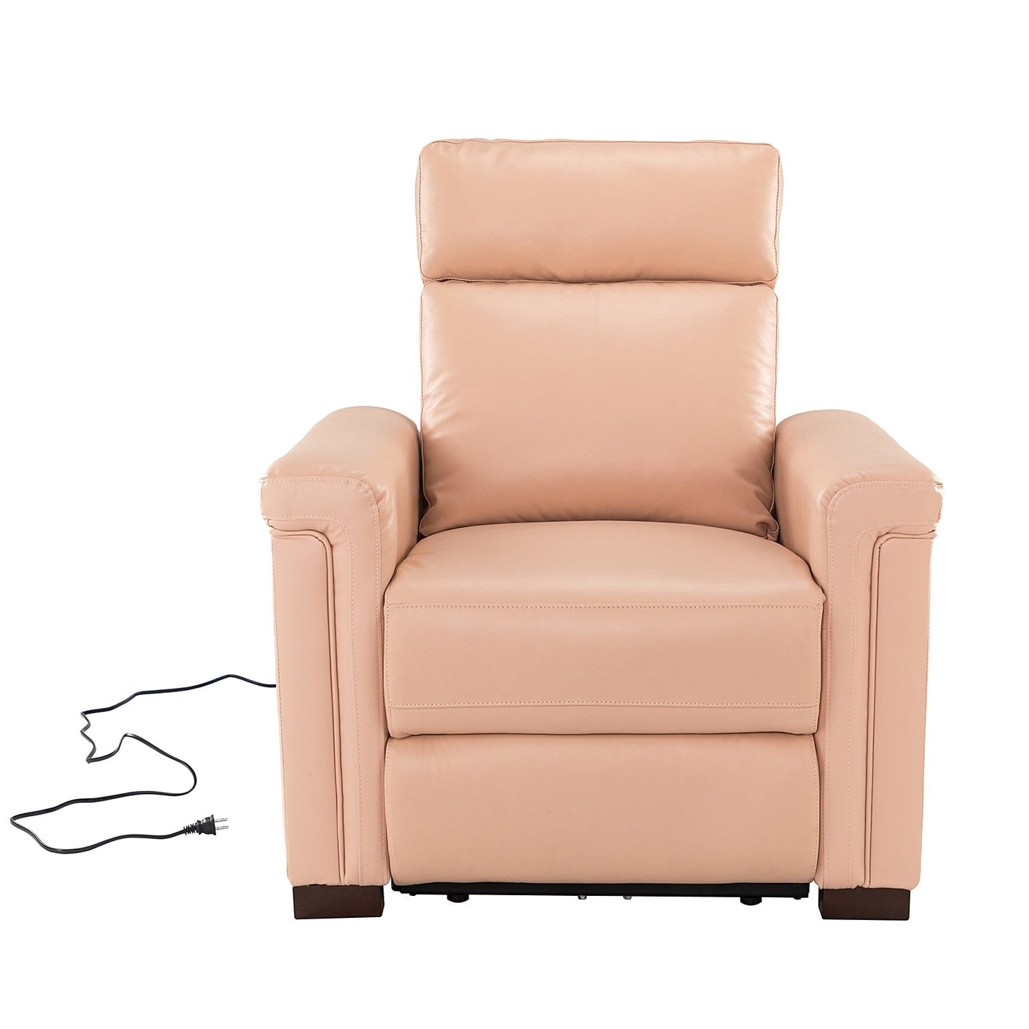Alicia 34.65 Wide Contemporary Classic Genuine Leather Power Recliner With USB Port