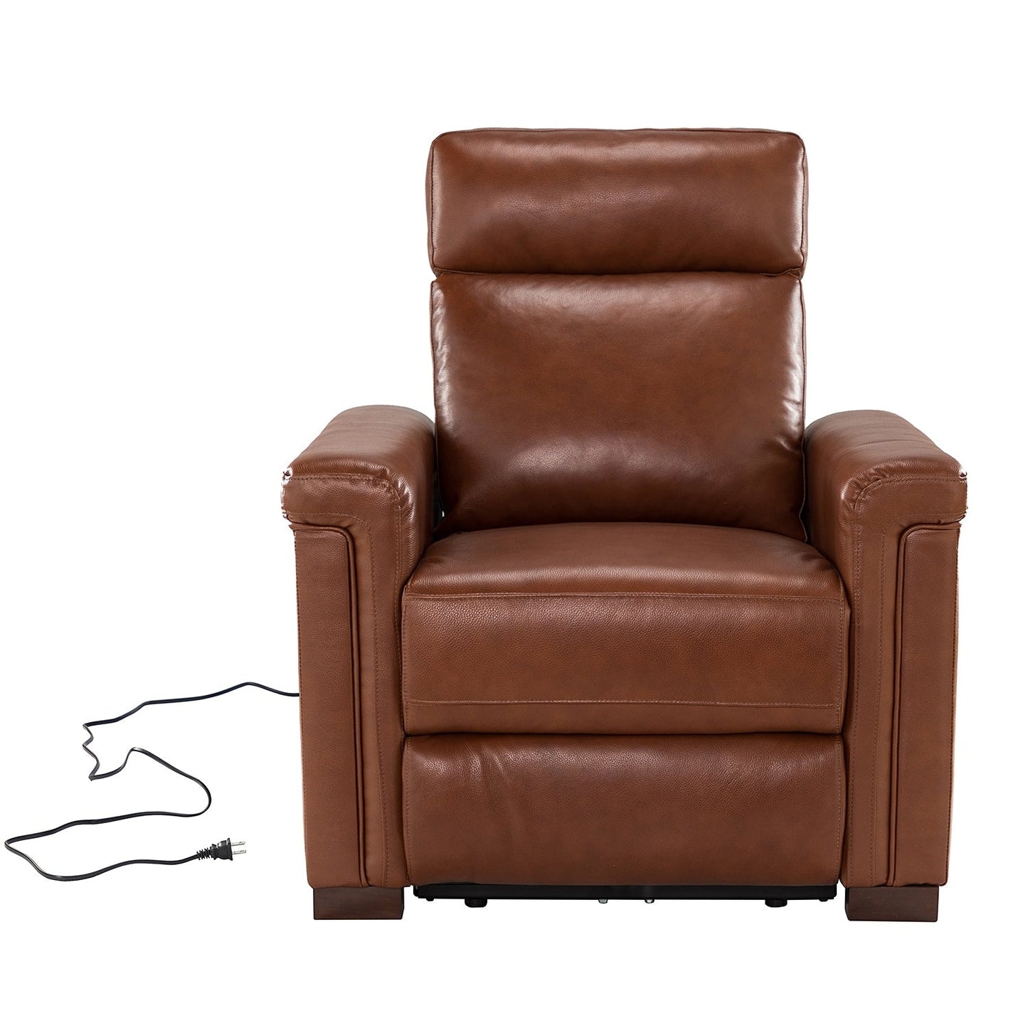 Alicia 34.65 Wide Contemporary Classic Genuine Leather Power Recliner With USB Port