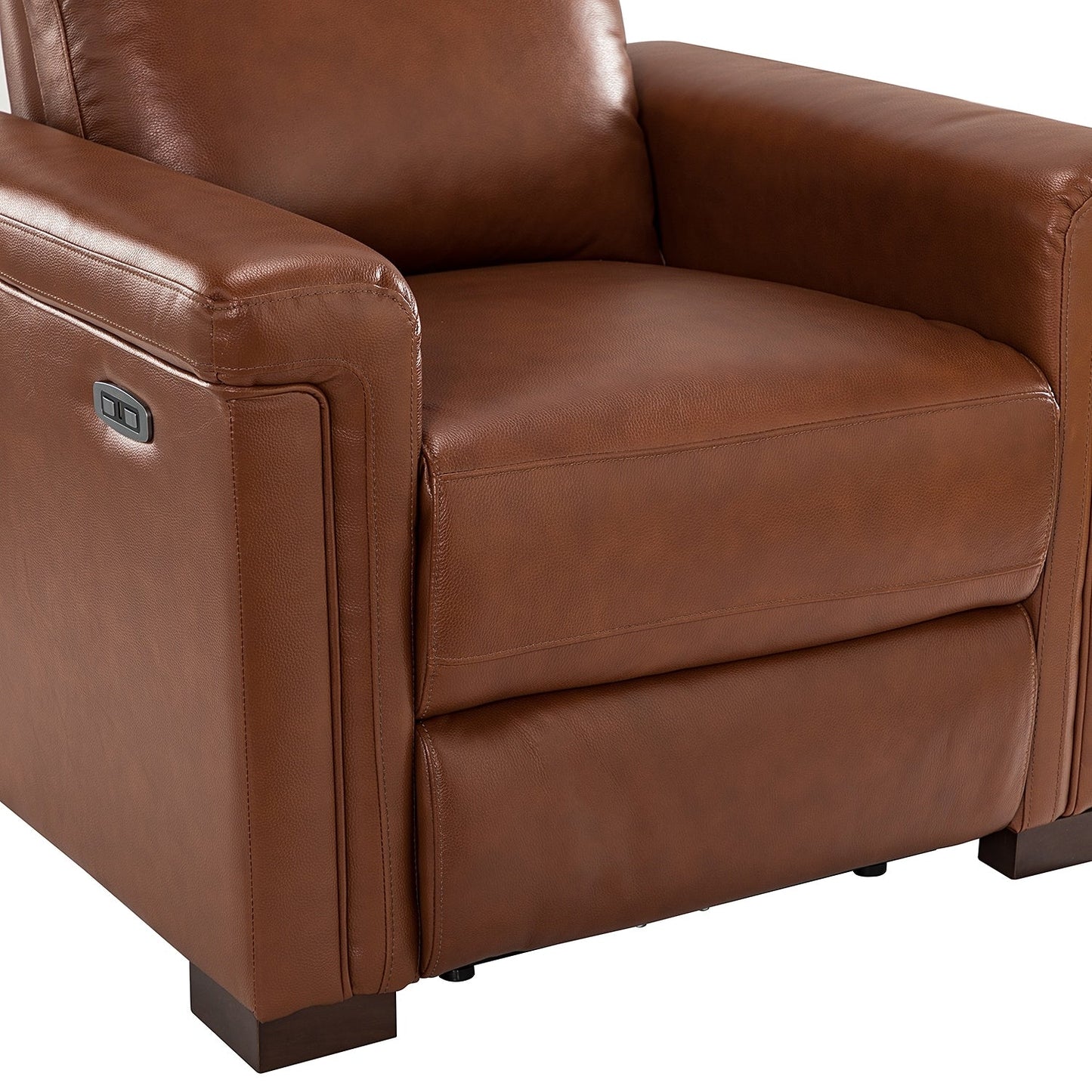 Alicia 34.65 Wide Contemporary Classic Genuine Leather Power Recliner With USB Port