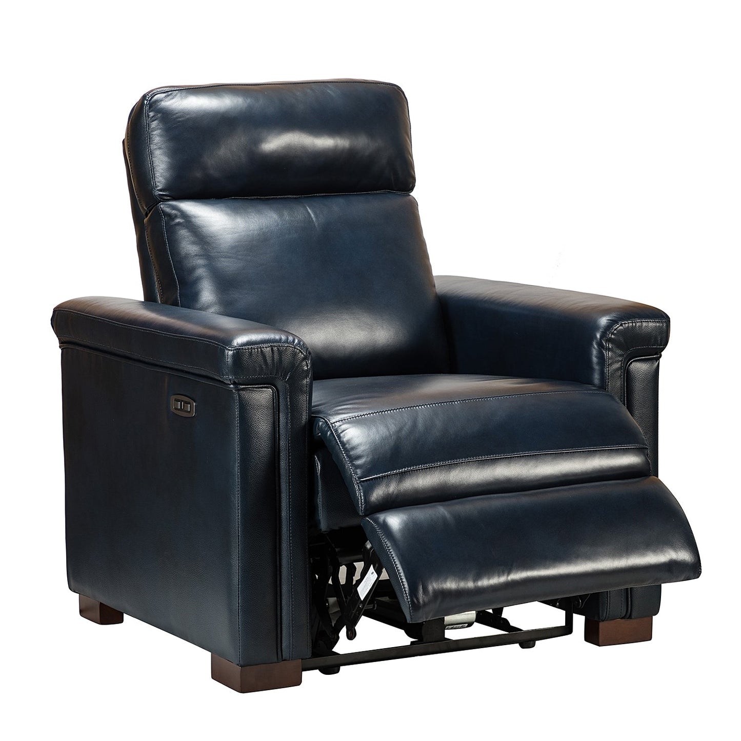 Alicia 34.65 Wide Contemporary Classic Genuine Leather Power Recliner With USB Port