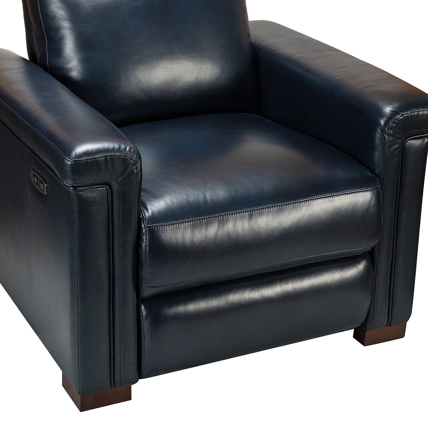 Alicia 34.65 Wide Contemporary Classic Genuine Leather Power Recliner With USB Port