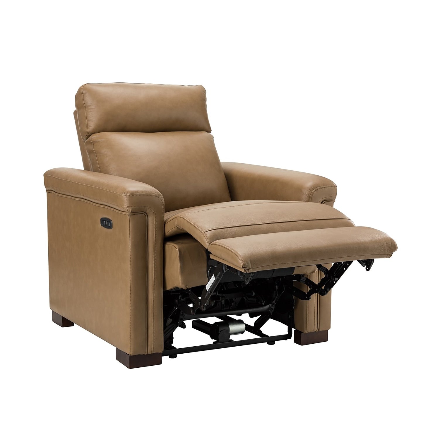 Alicia 34.65 Wide Contemporary Classic Genuine Leather Power Recliner With USB Port