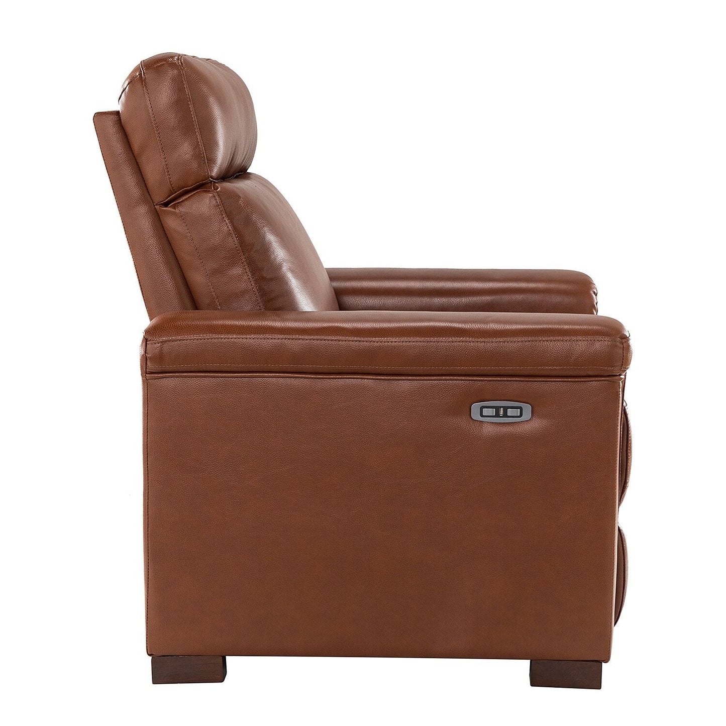 Alicia 34.65 Wide Contemporary Classic Genuine Leather Power Recliner With USB Port