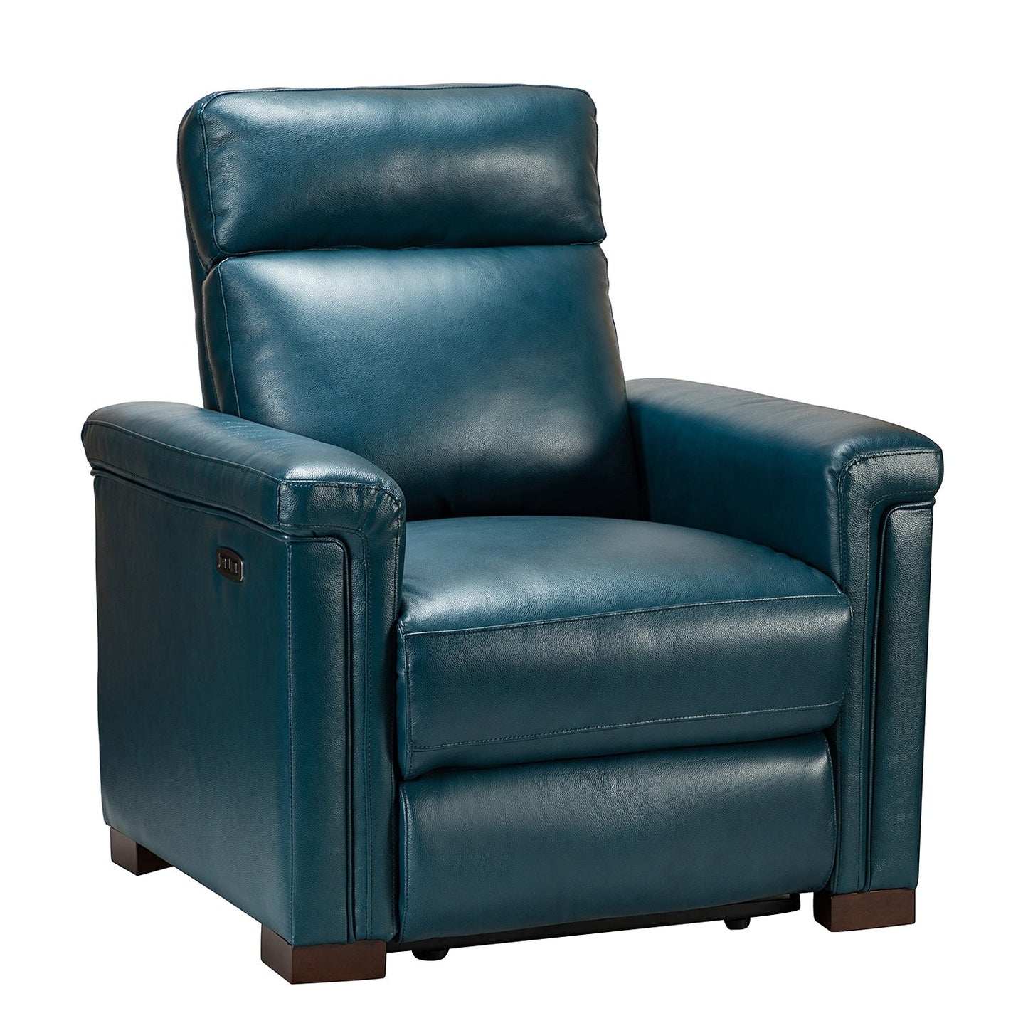 Alicia 34.65 Wide Contemporary Classic Genuine Leather Power Recliner With USB Port