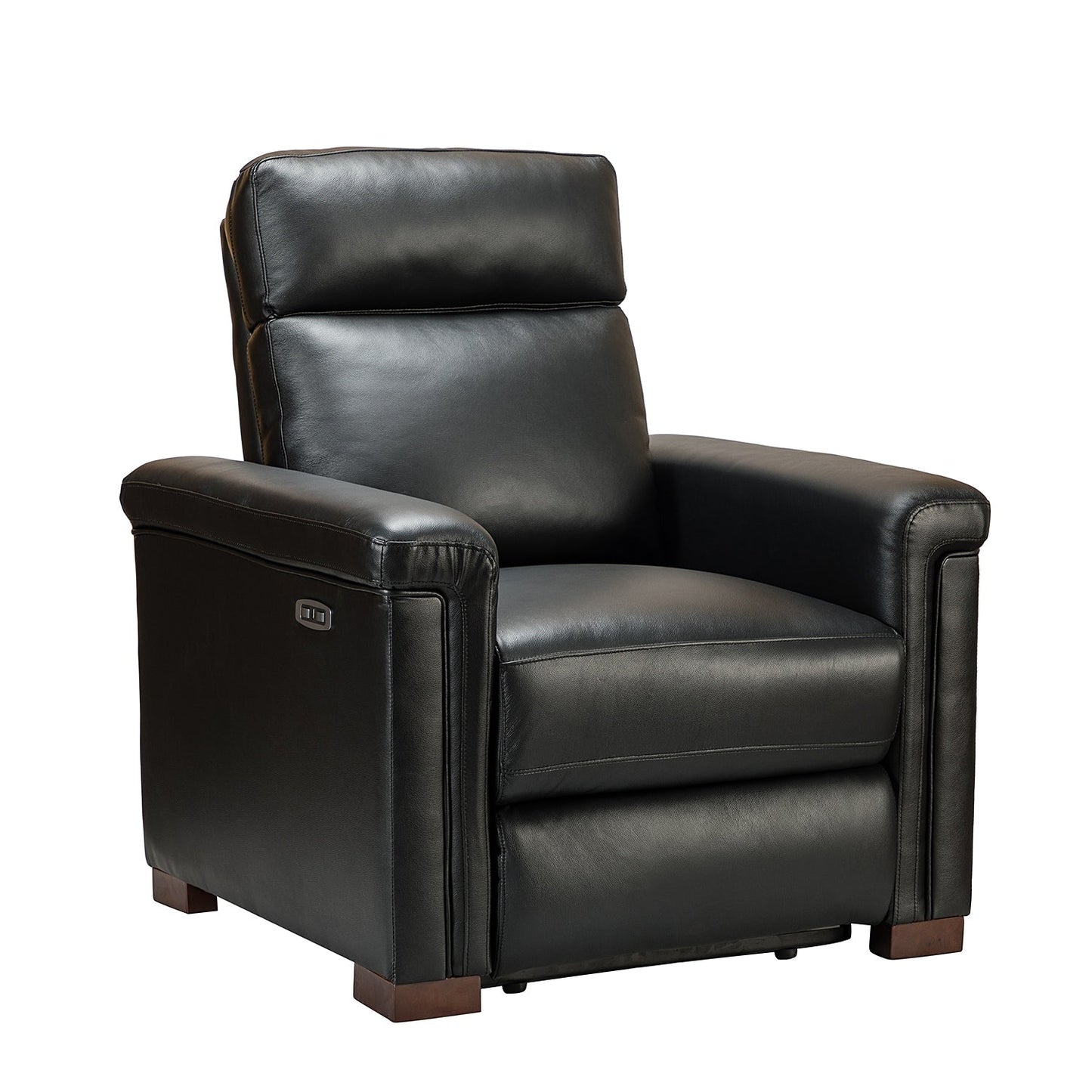 Alicia 34.65 Wide Contemporary Classic Genuine Leather Power Recliner With USB Port