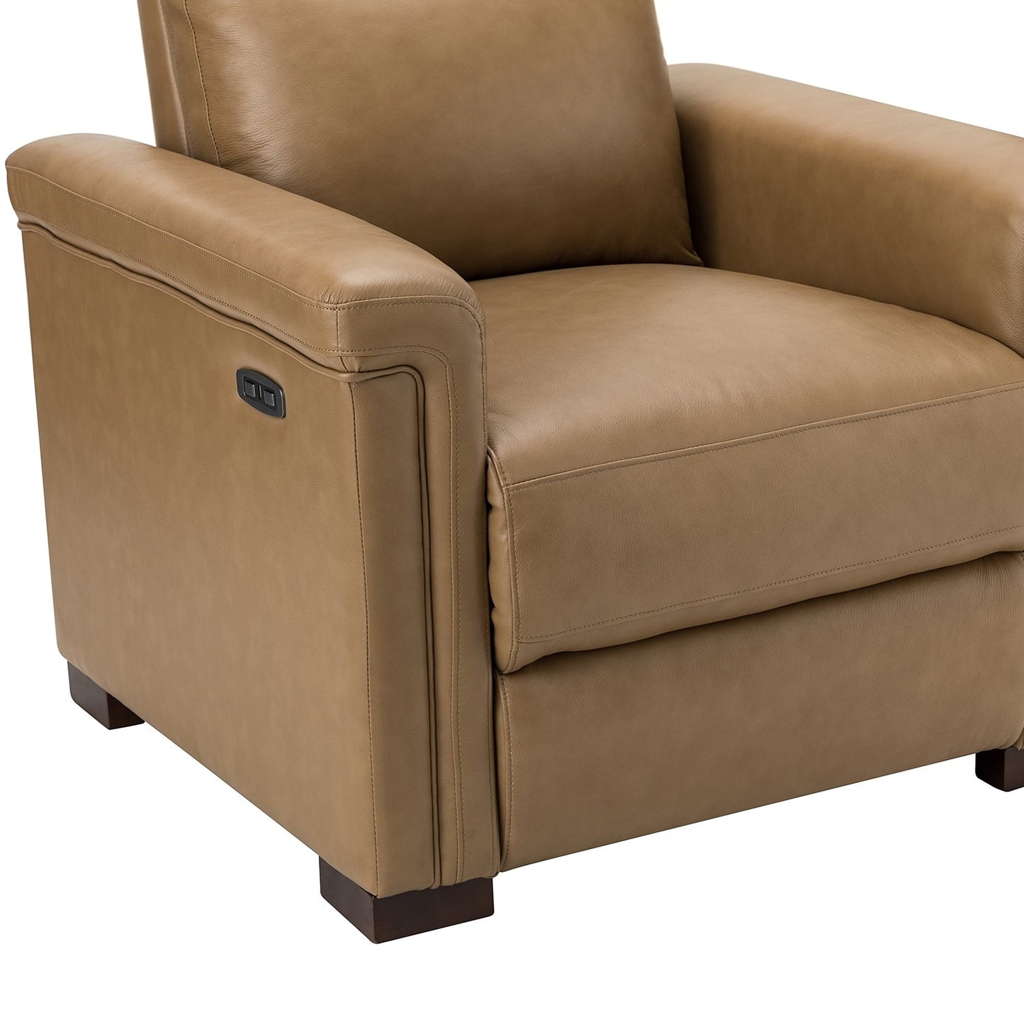Alicia 34.65 Wide Contemporary Classic Genuine Leather Power Recliner With USB Port
