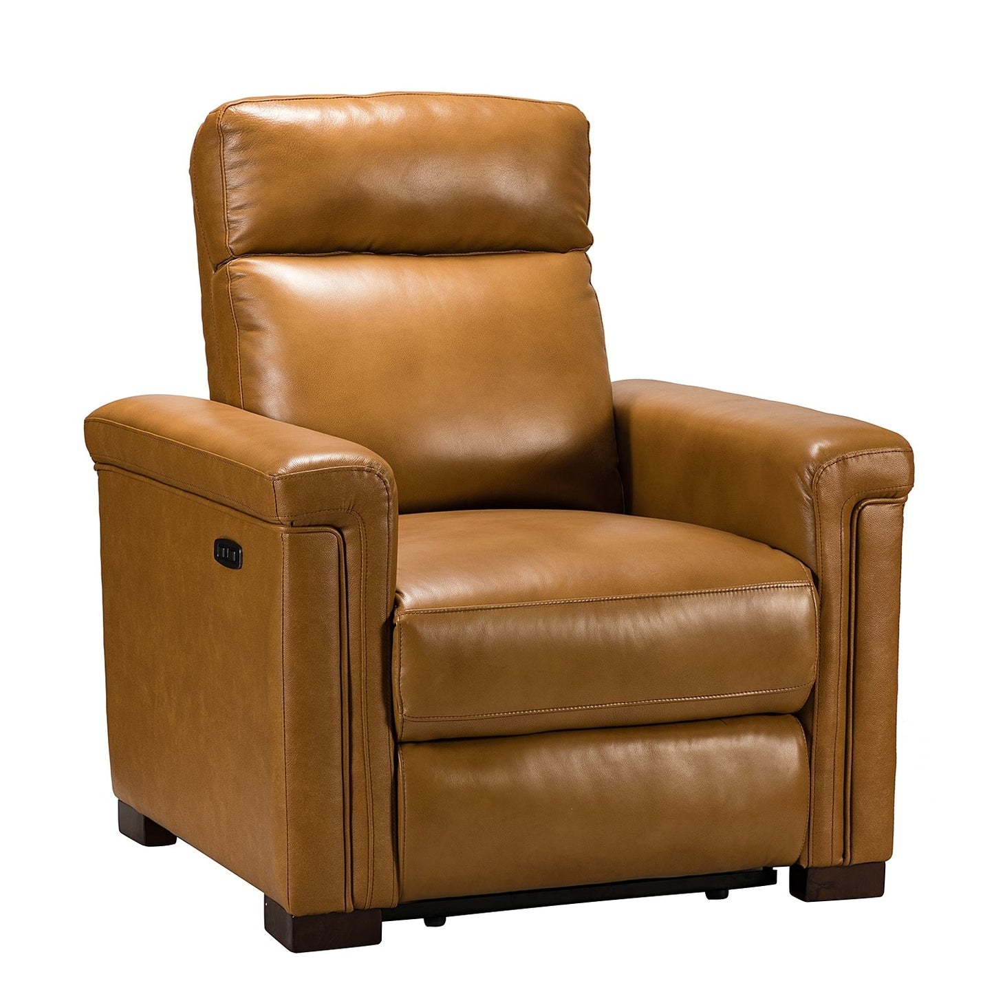 Alicia 34.65 Wide Contemporary Classic Genuine Leather Power Recliner With USB Port