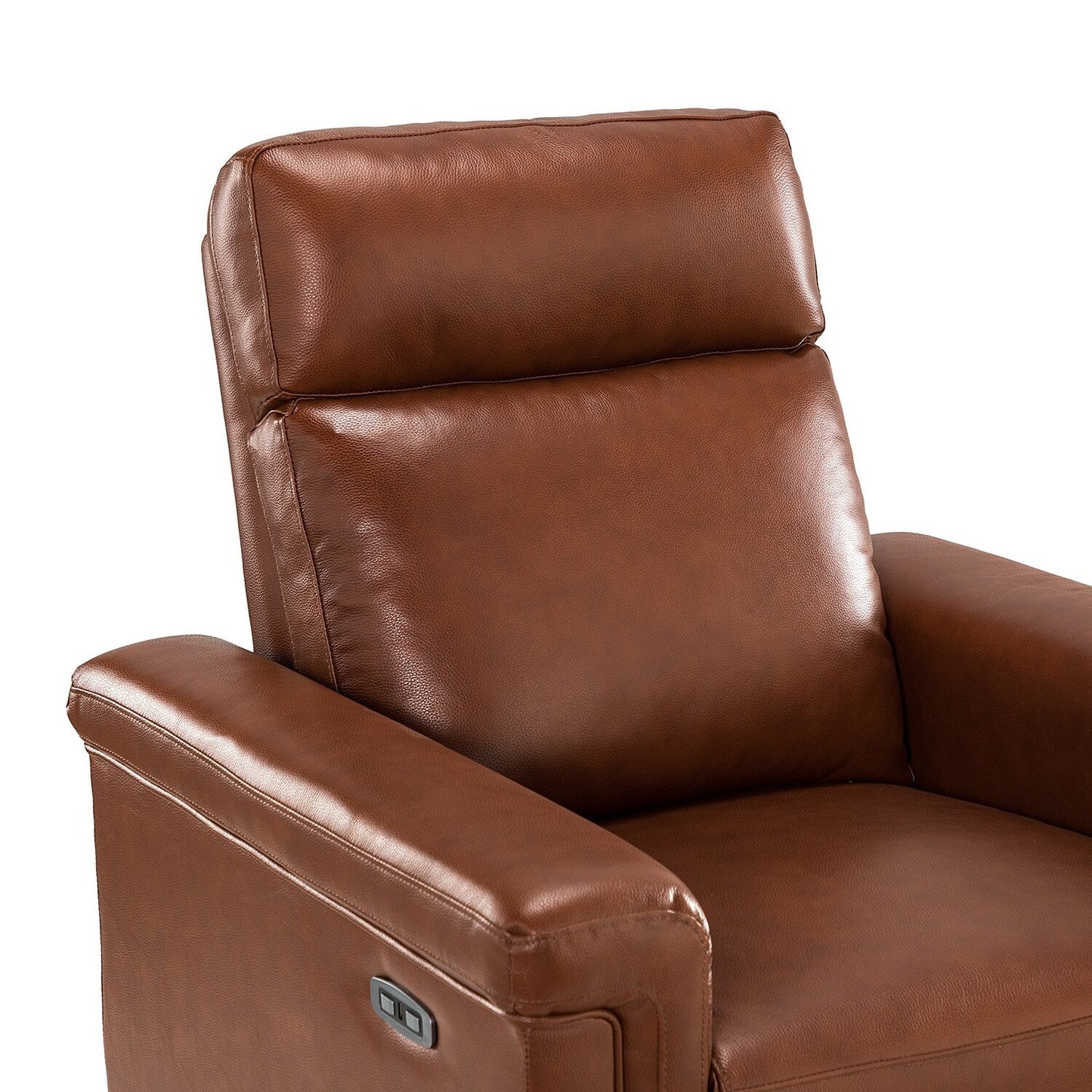 Alicia 34.65 Wide Contemporary Classic Genuine Leather Power Recliner With USB Port