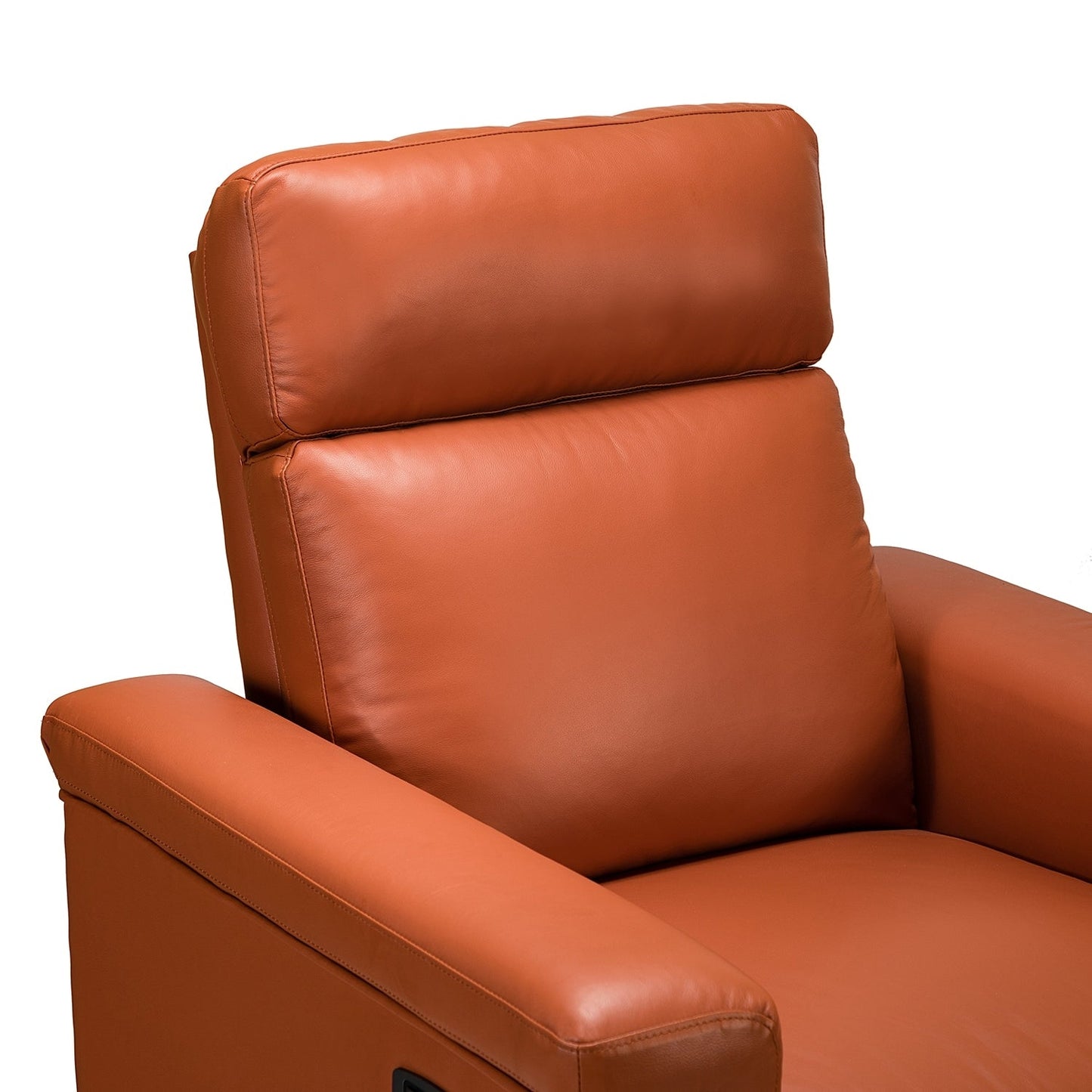 Alicia 34.65 Wide Contemporary Classic Genuine Leather Power Recliner With USB Port