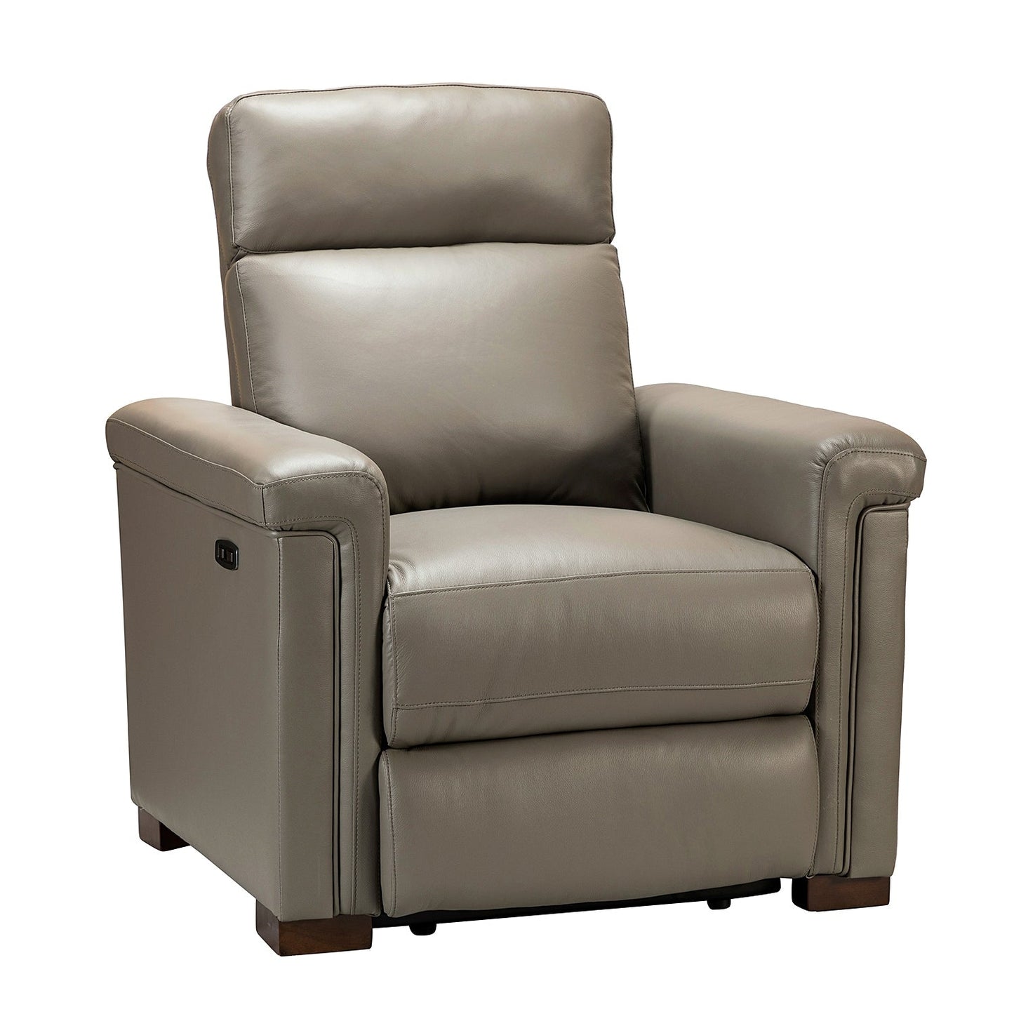 Alicia 34.65 Wide Contemporary Classic Genuine Leather Power Recliner With USB Port