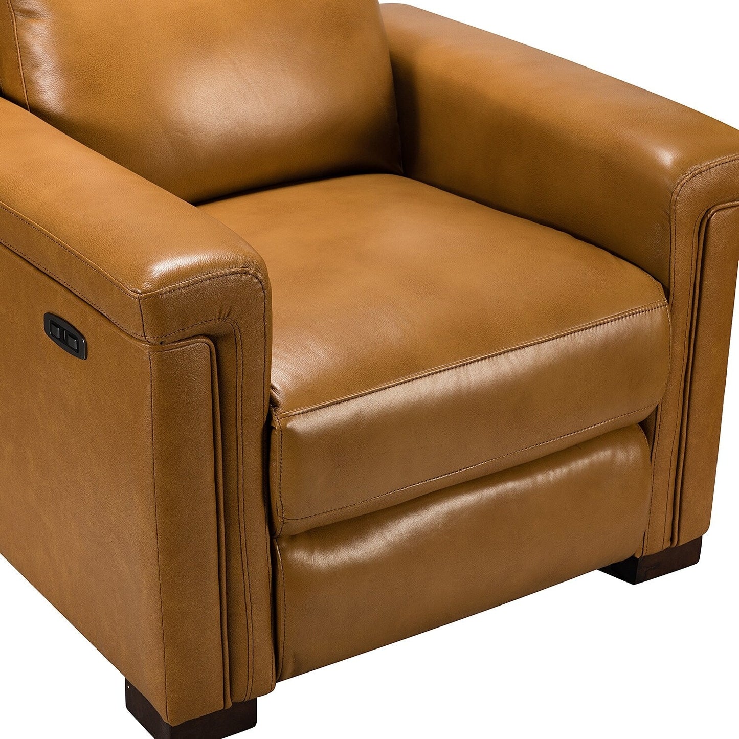 Alicia 34.65 Wide Contemporary Classic Genuine Leather Power Recliner With USB Port
