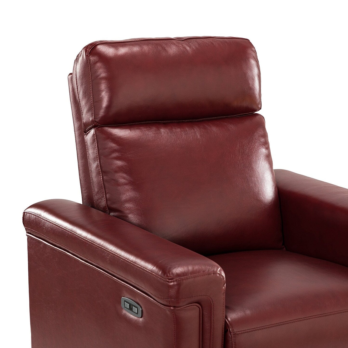 Alicia 34.65 Wide Contemporary Classic Genuine Leather Power Recliner With USB Port