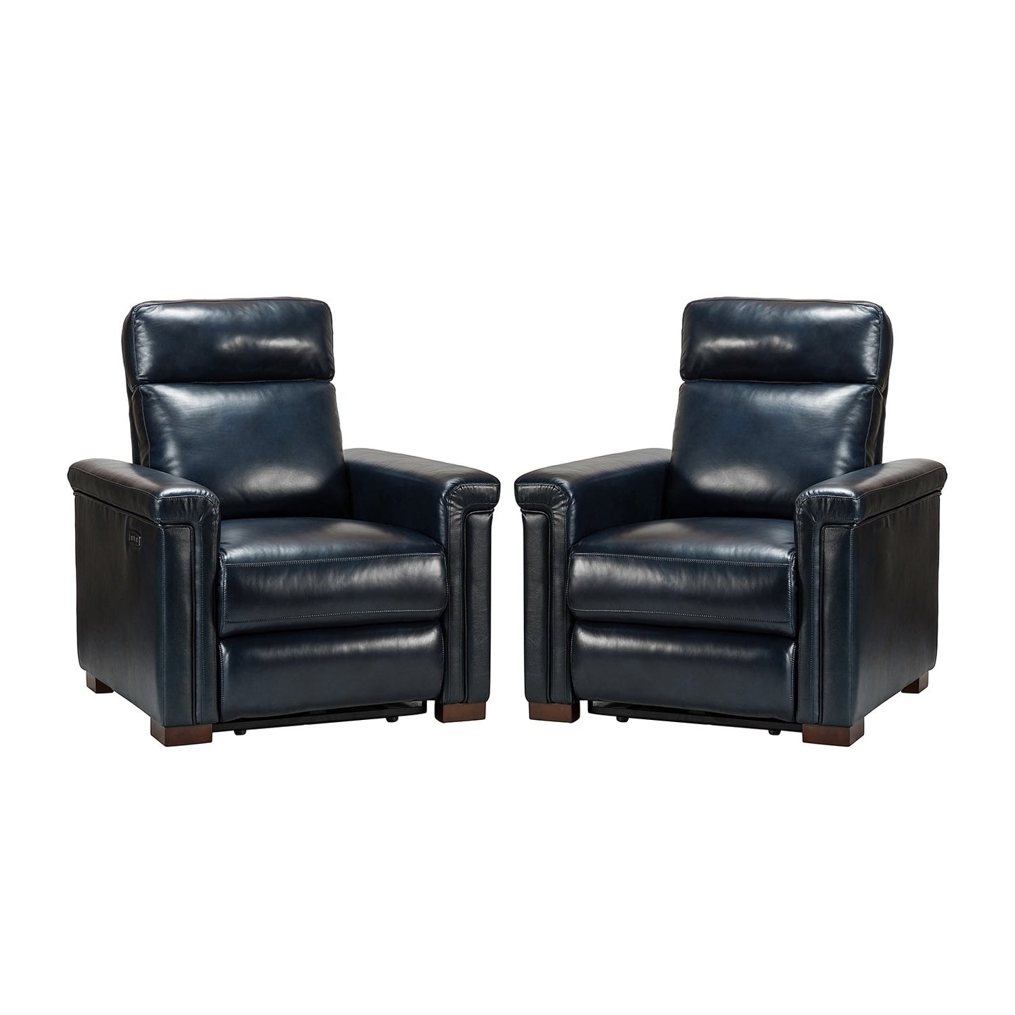Alicia 34.65 Wide Contemporary Classic Genuine Leather Power Recliner With USB Port (Set of 2)