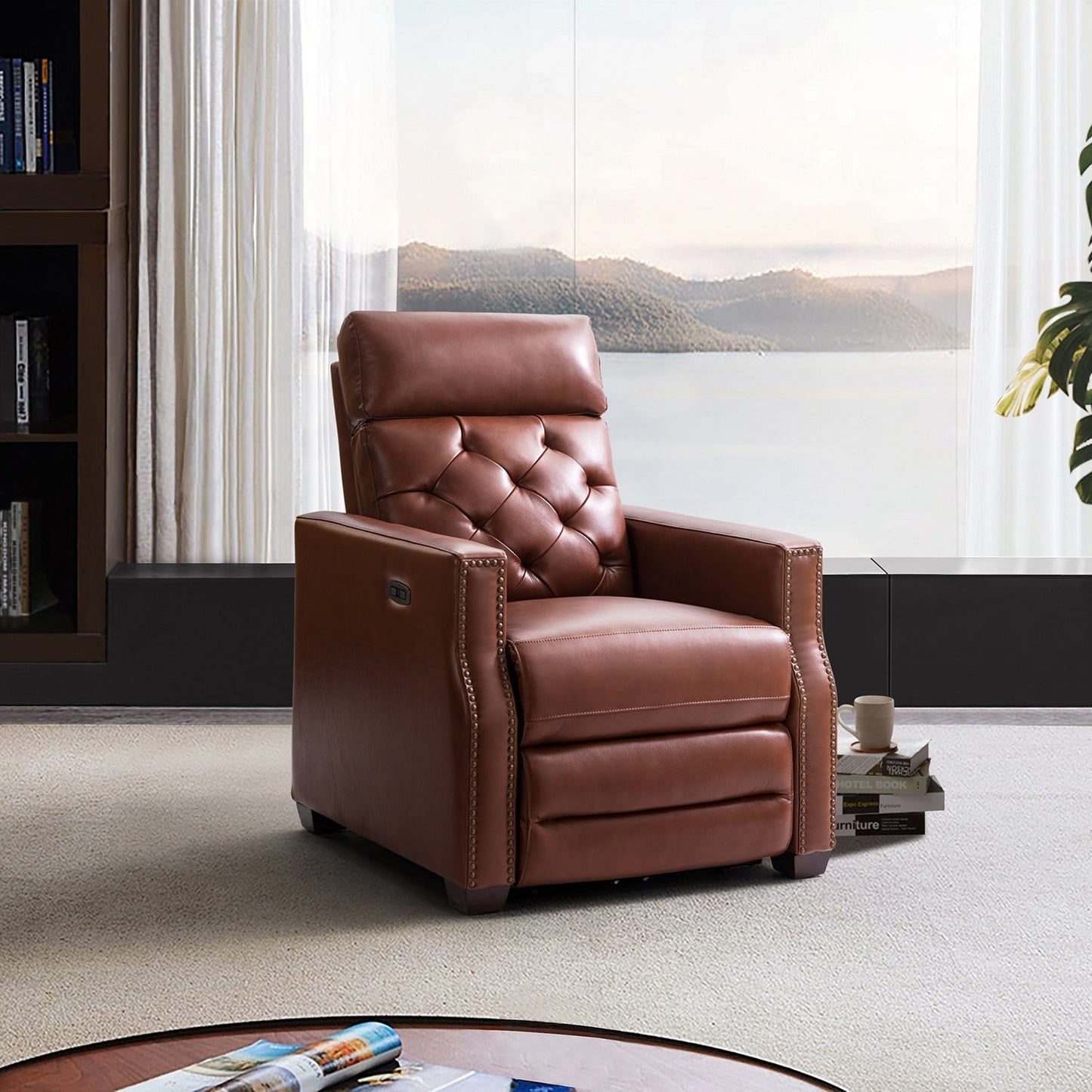 Alina 31.50 Wide Genuine Leather Power Recliner with USB Port