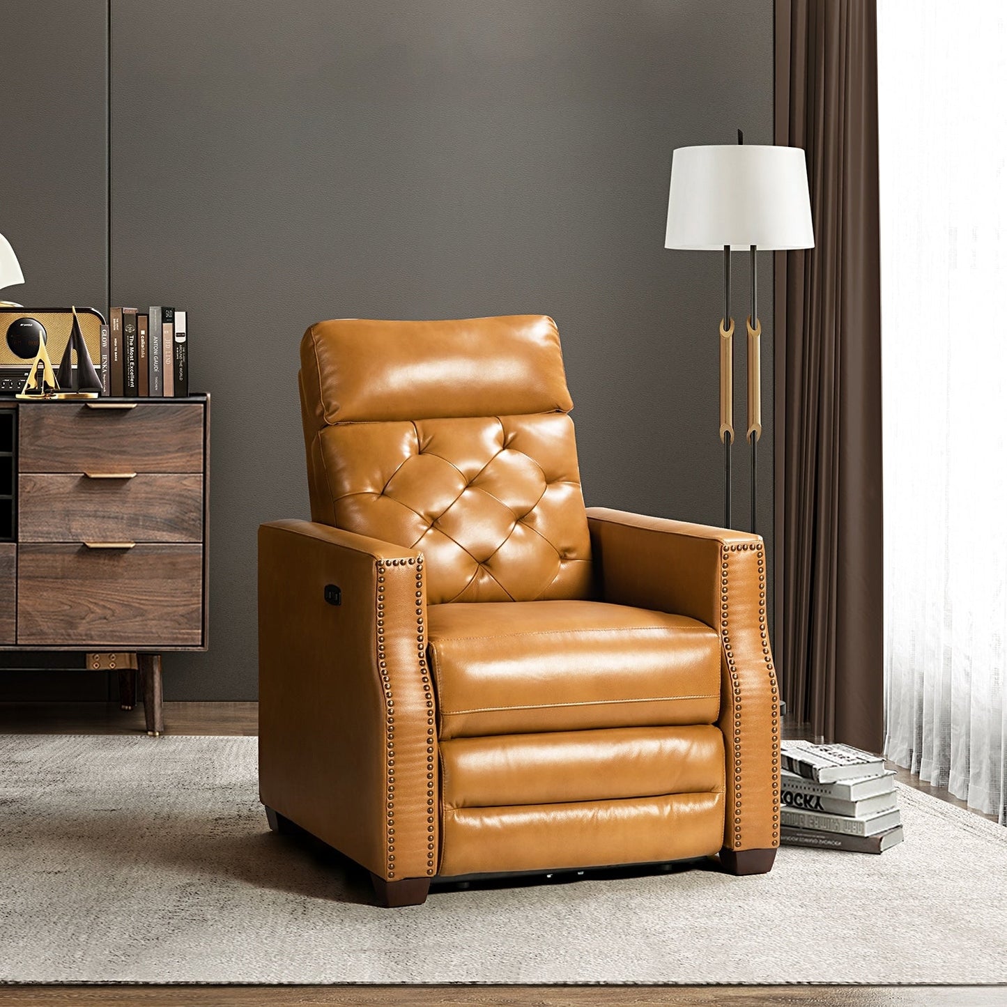 Alina 31.50 Wide Genuine Leather Power Recliner with USB Port