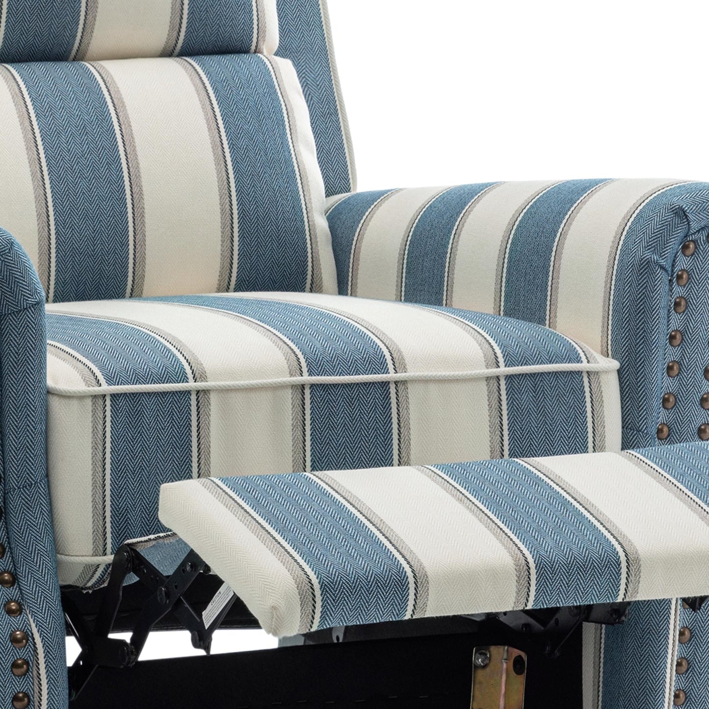 Alisa 35'' W Vegan Leather/ Linen Glider Push Back Recliner Chair
