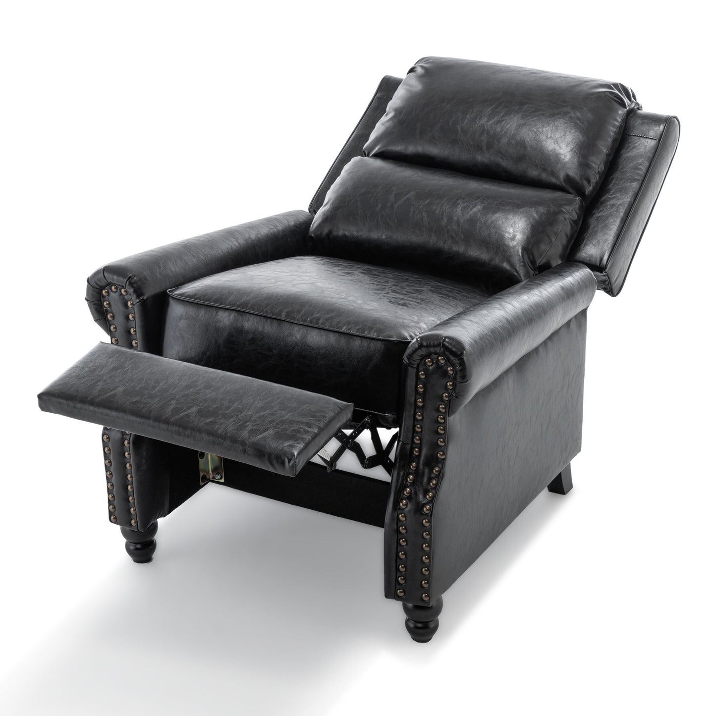 Alisa 35'' W Vegan Leather/ Linen Glider Push Back Recliner Chair