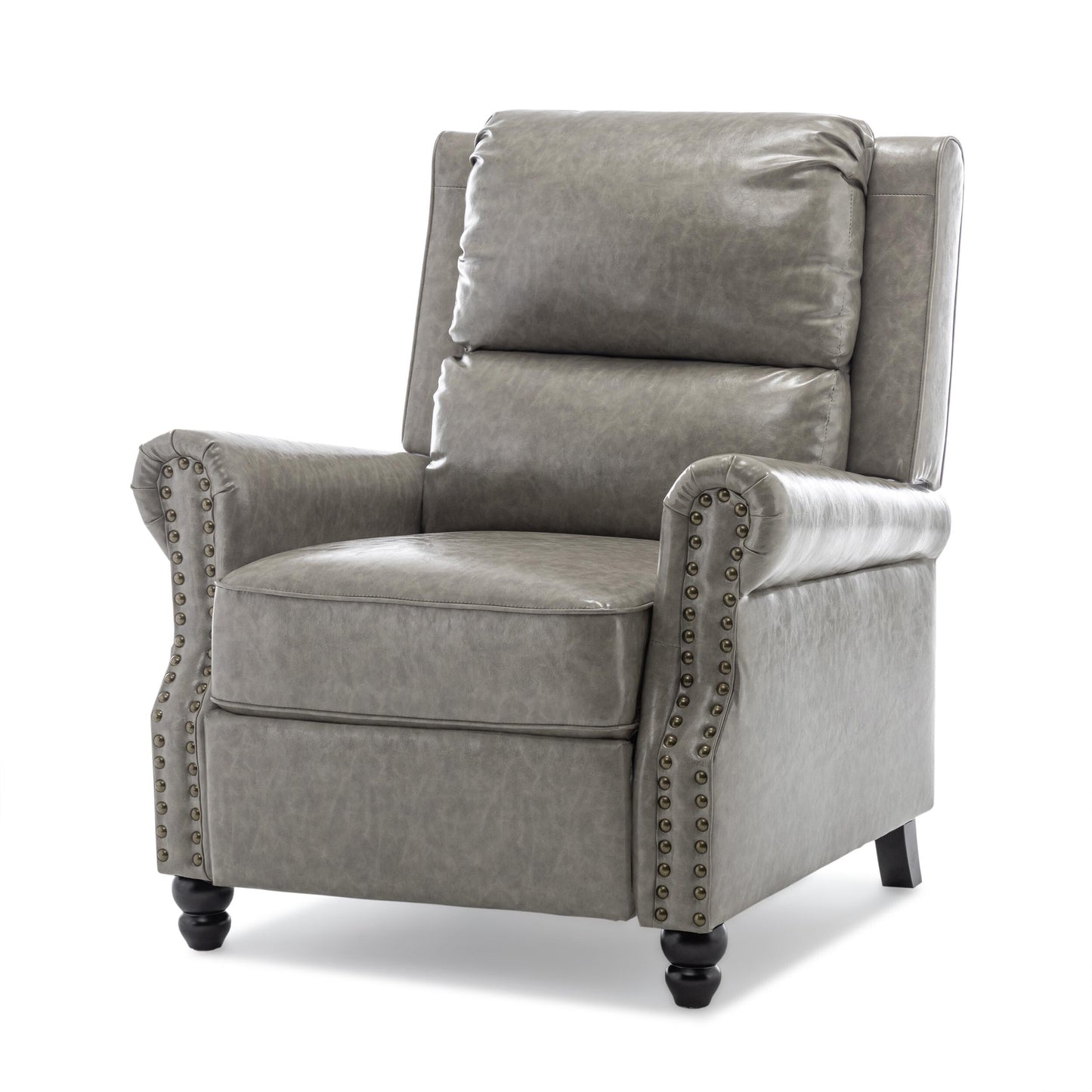 Alisa 35'' W Vegan Leather/ Linen Glider Push Back Recliner Chair