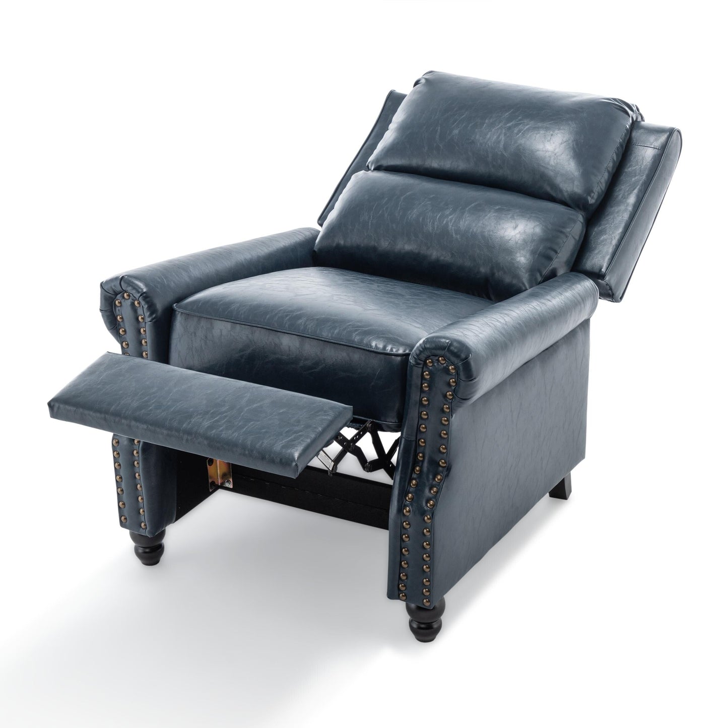 Alisa 35'' W Vegan Leather/ Linen Glider Push Back Recliner Chair