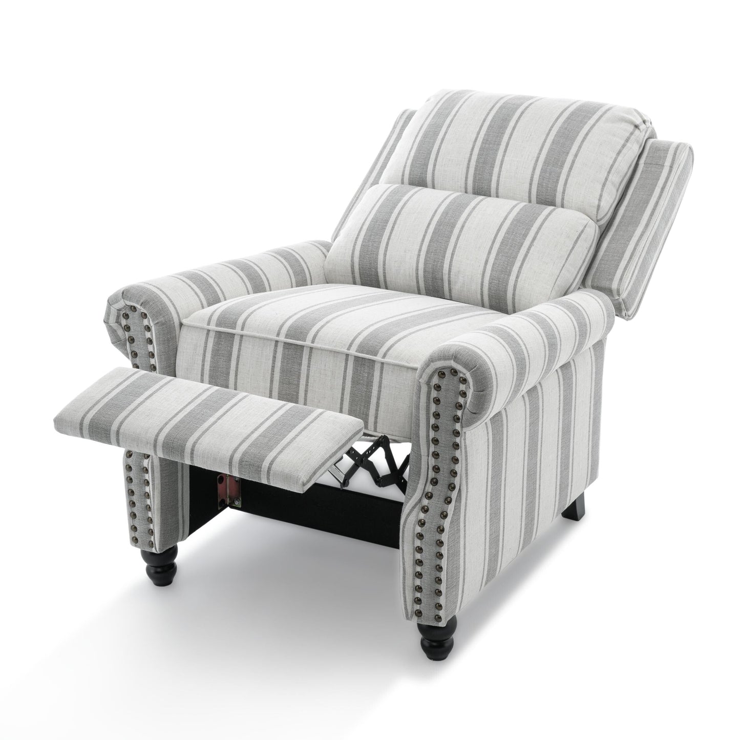 Alisa 35'' W Vegan Leather/ Linen Glider Push Back Recliner Chair