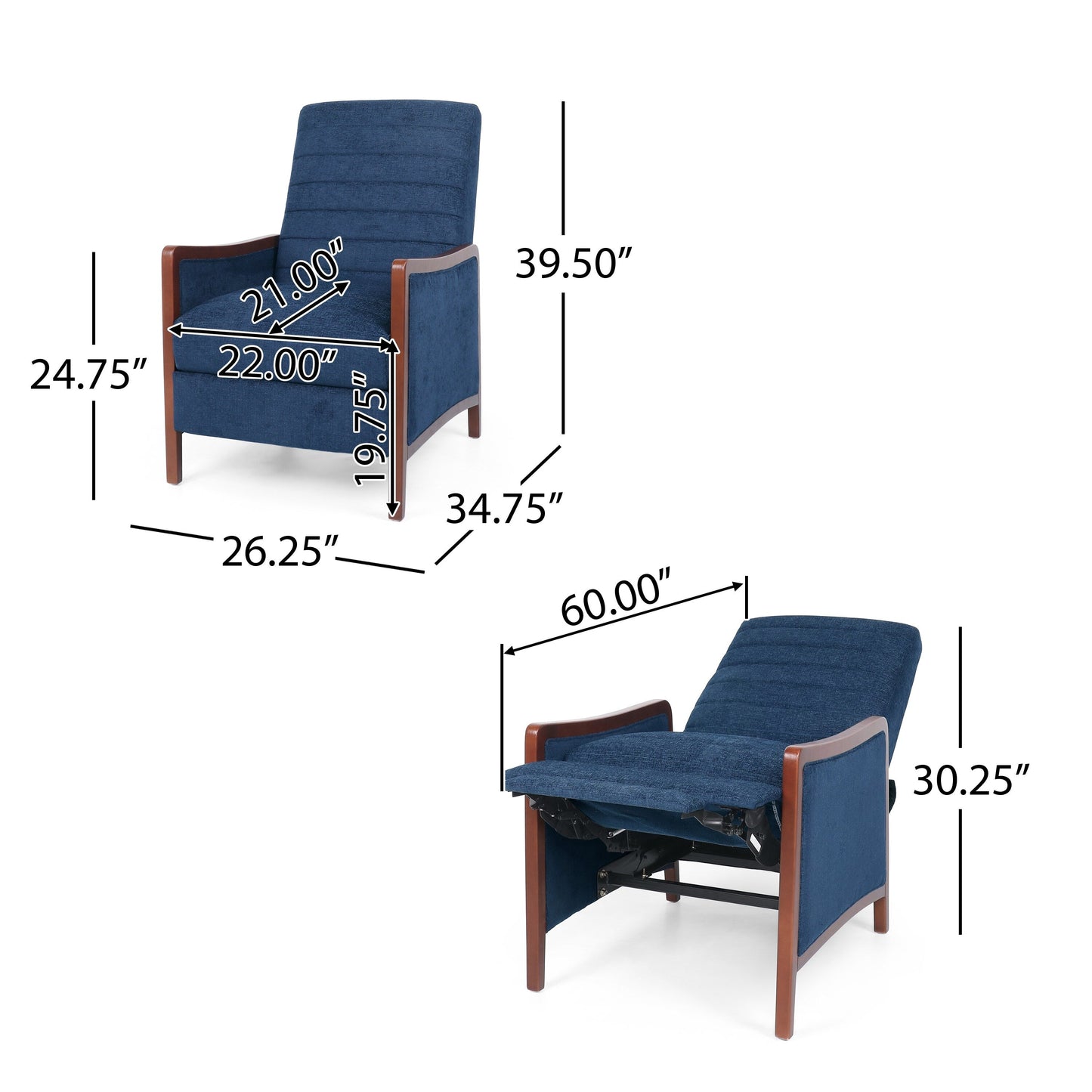 Anaura Channel Stitch Pushback Recliner by Christopher Knight Home