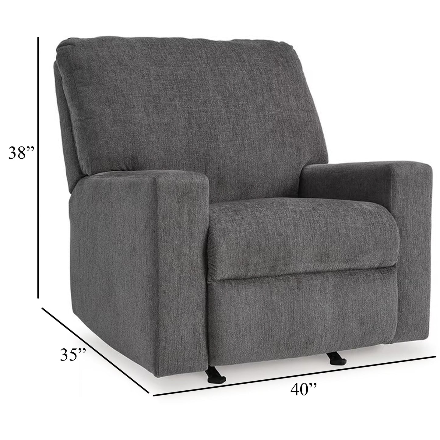 Anise Manual Rocker Recliner Chair, Pull Tab, Pewter Gray Polyester