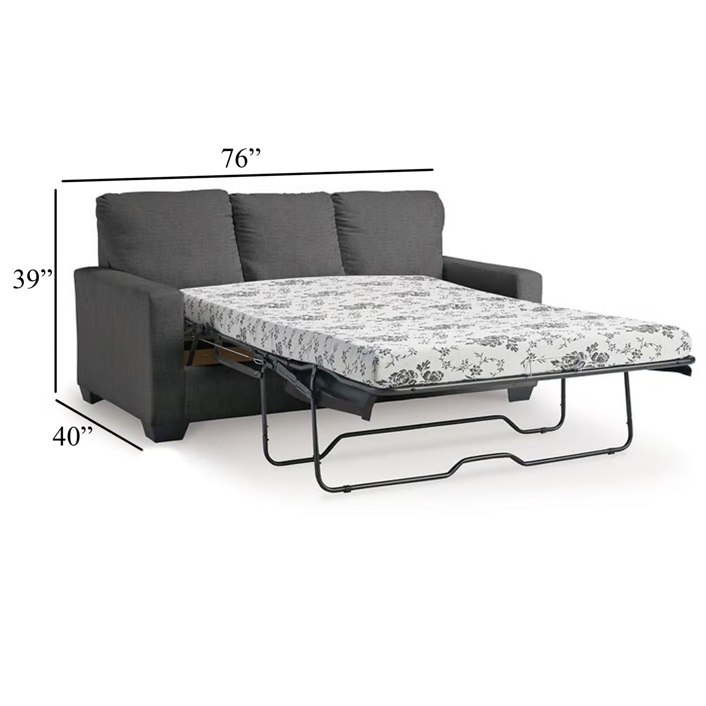 Anise Sofa Sleeper with Full Size Pull Out Bed, Pewter Gray Polyester