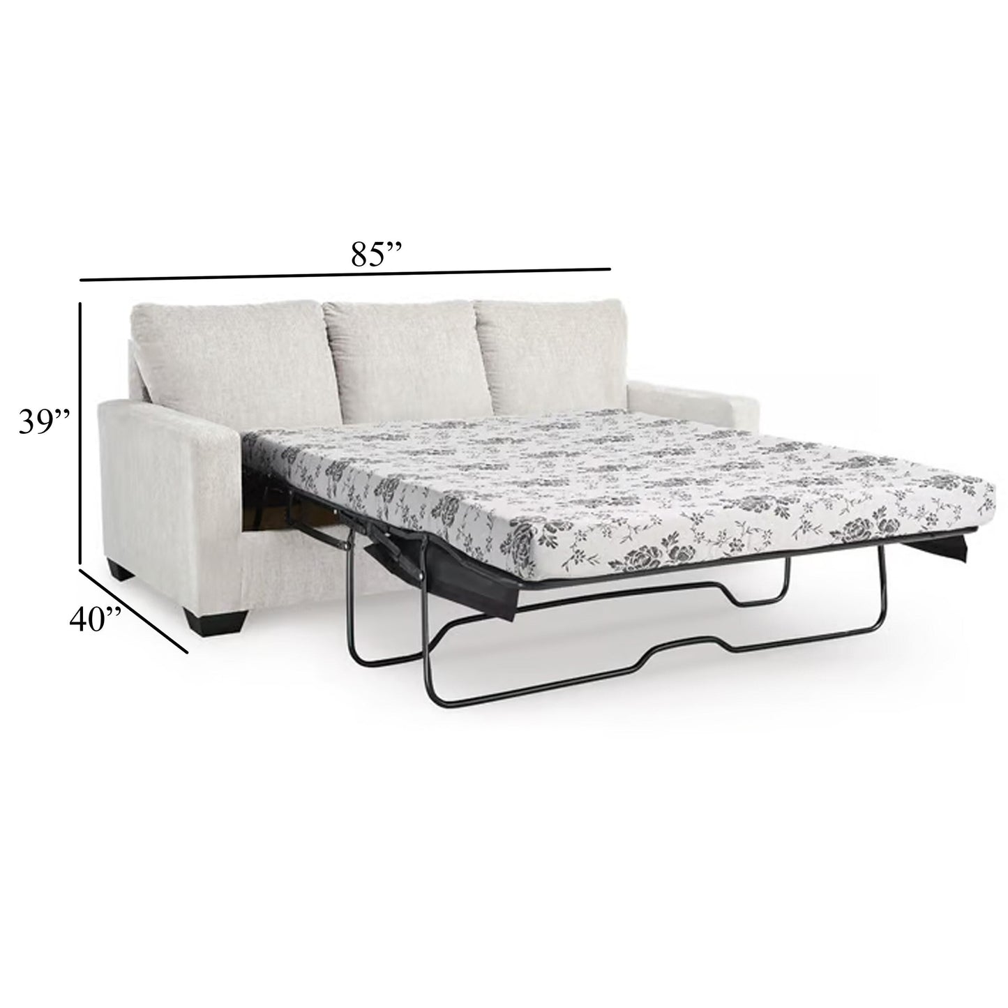 Anise Sofa Sleeper with Queen Size Pull Out Bed, Snow White Polyester