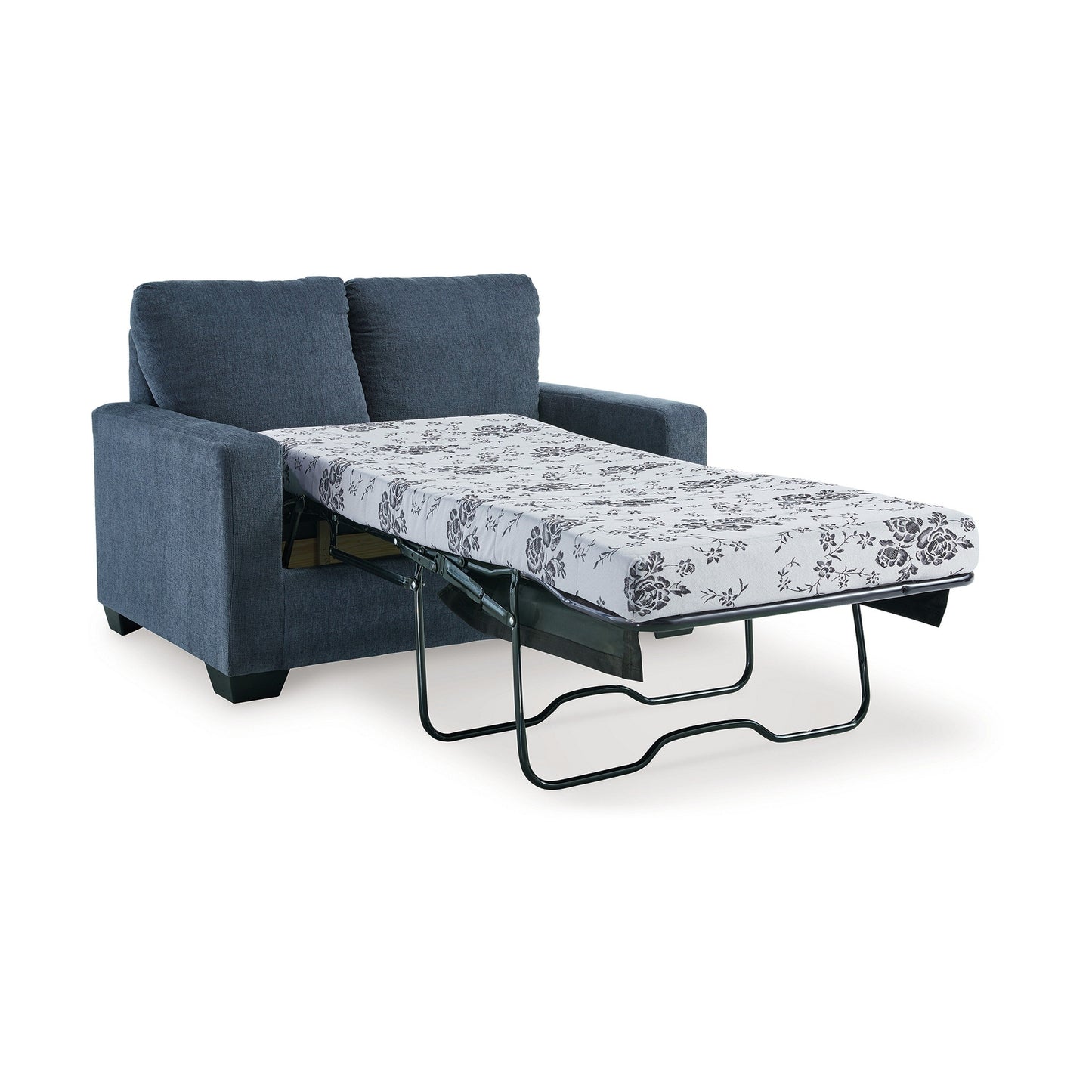 Anise Sofa Sleeper with Twin Size Pull Out Bed, Navy Blue Polyester