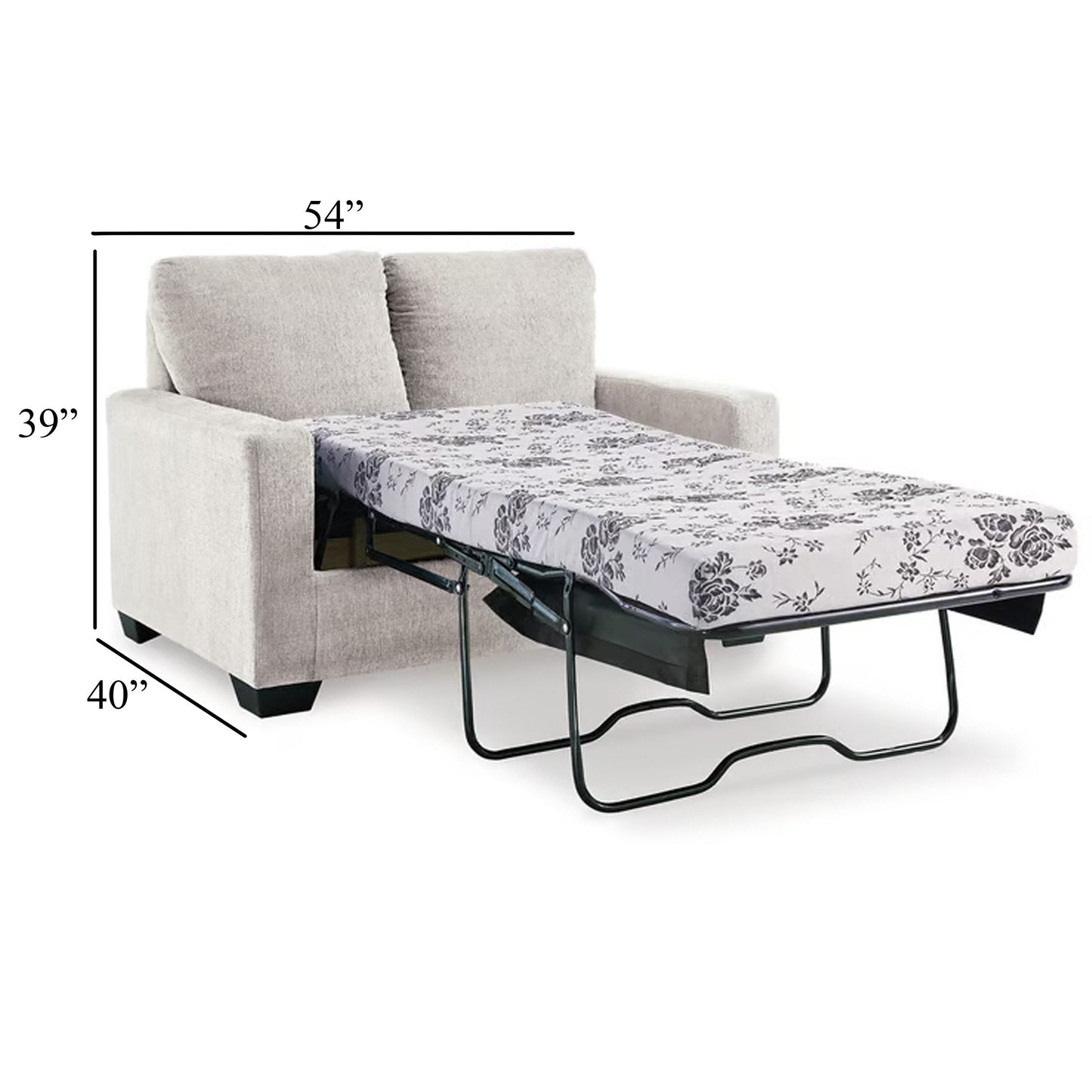 Anise Sofa Sleeper with Twin Size Pull Out Bed, Snow White Polyester