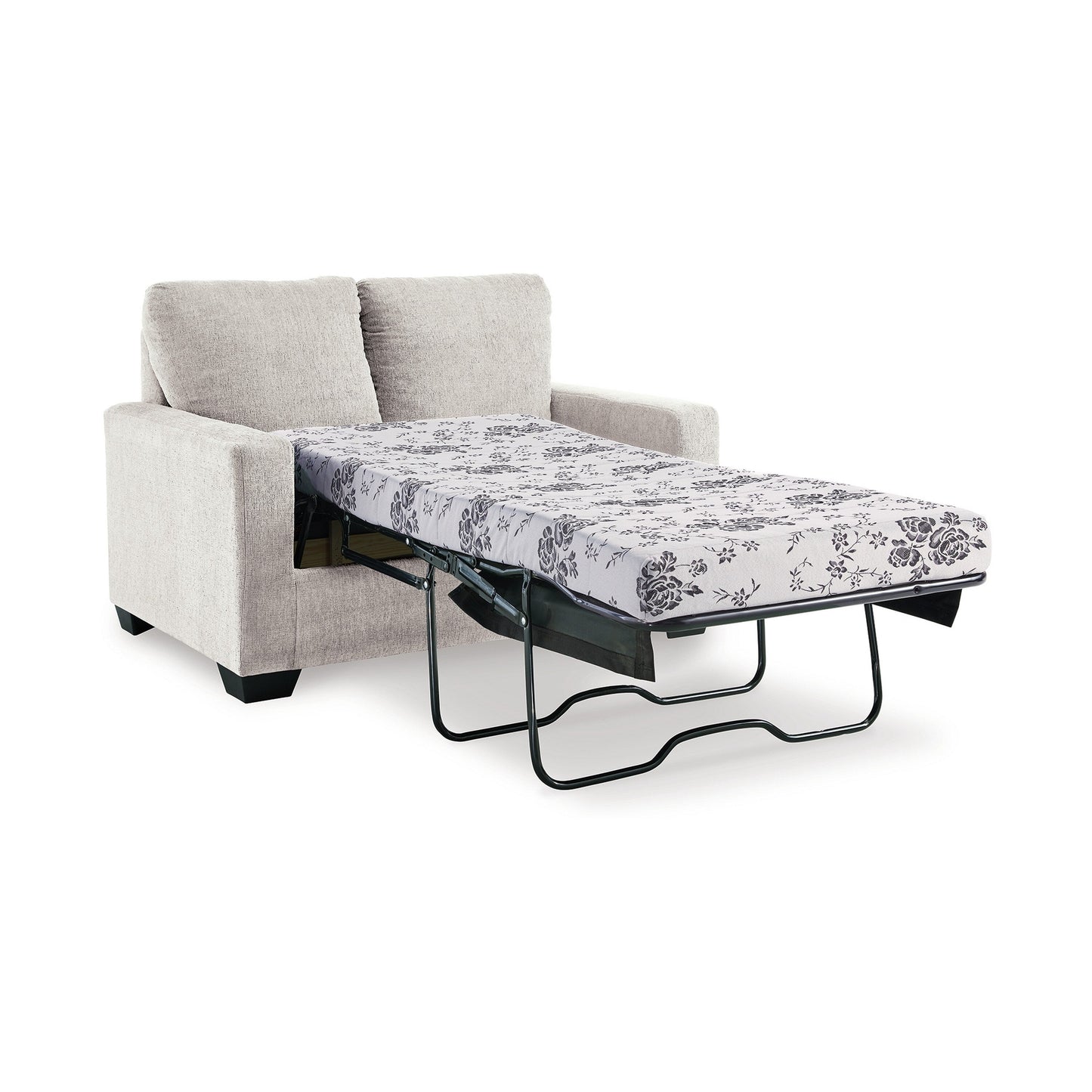 Anise Sofa Sleeper with Twin Size Pull Out Bed, Snow White Polyester