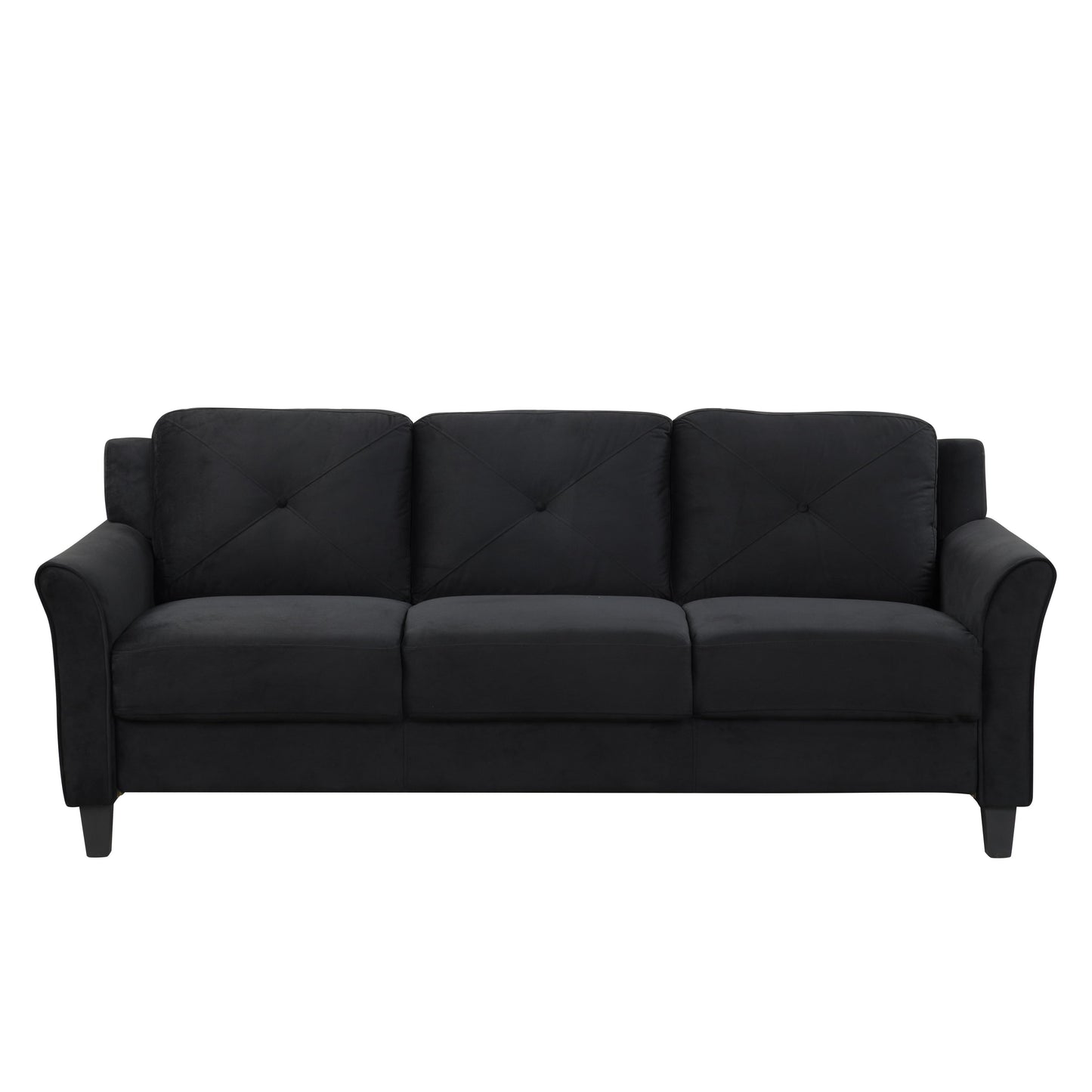 Antique Black 74.9 Polyester 3-seater Sofa With Solid Wood Frame and High Elastic Sponges Cushion for Living Room