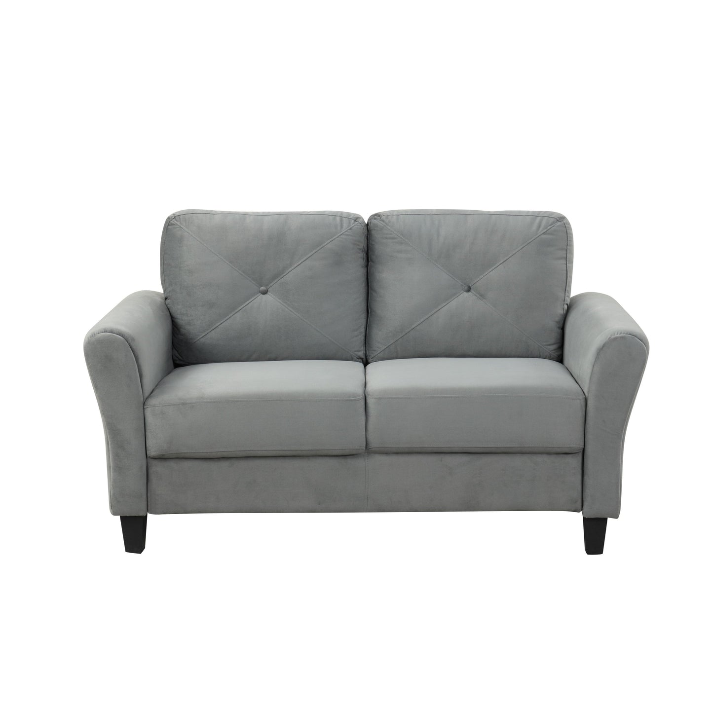Antique Dark Grey Polyester Loveseat Sofa with Wood Frame