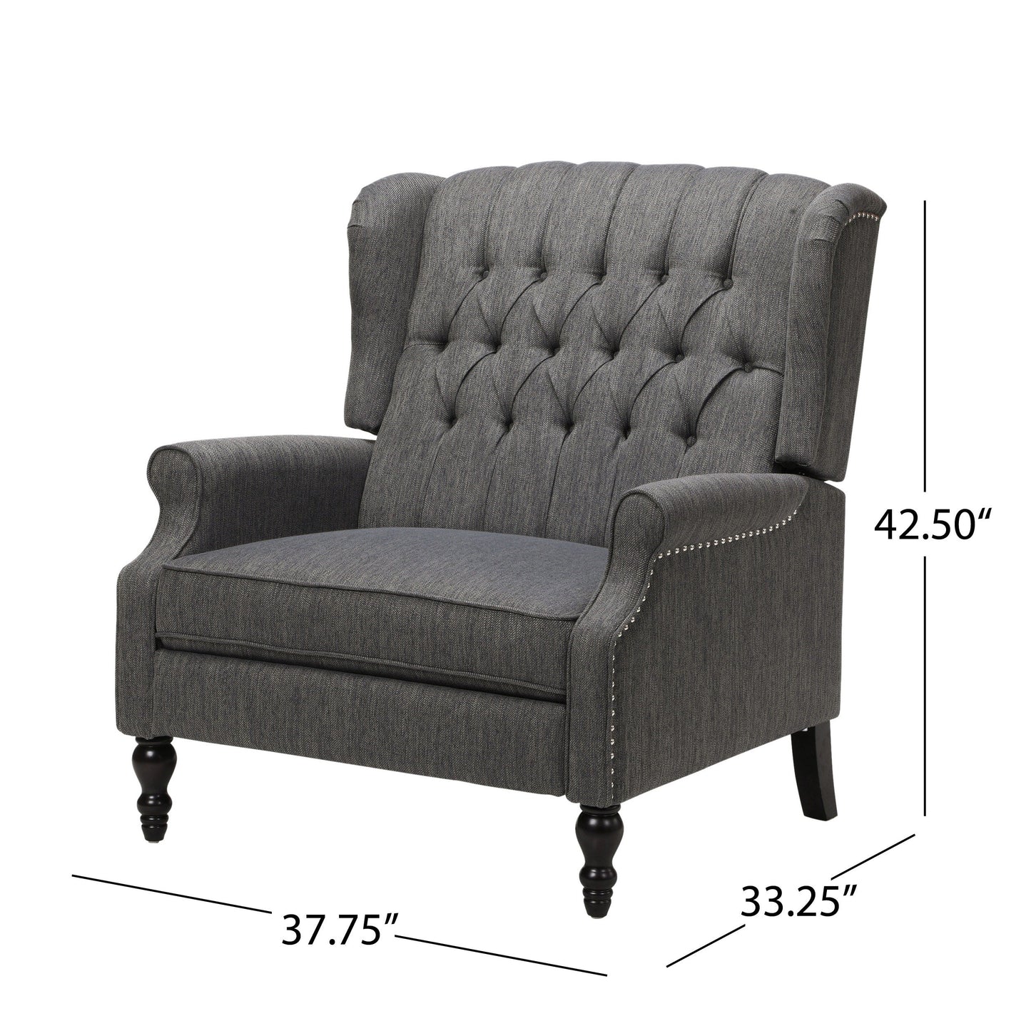 Apaloosa Oversized Tufted Wingback Fabric Push Back Recliner by Christopher Knight Home