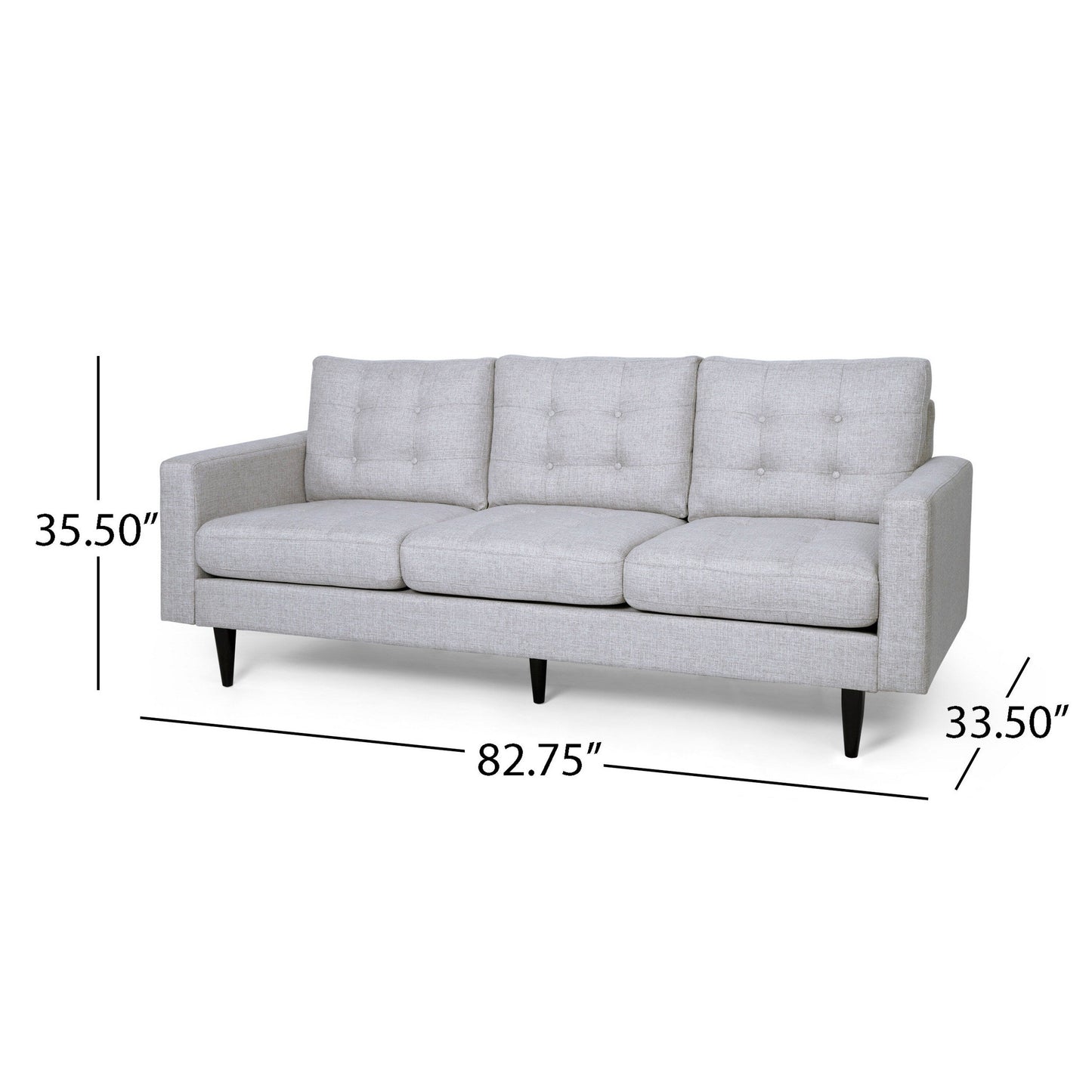 Apex Sofa, 3 Seater, 83 Inch, Modern Button Tufted, Beige Fabric
