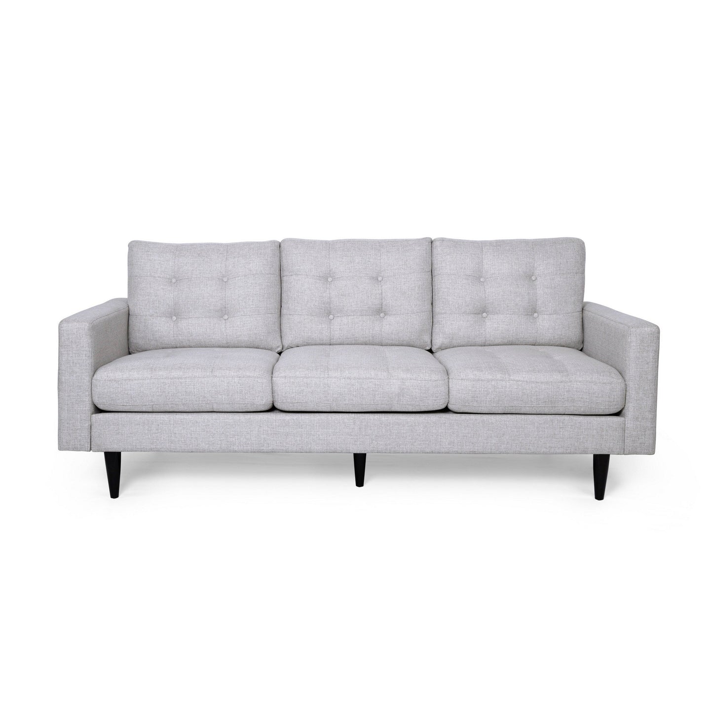 Apex Sofa, 3 Seater, 83 Inch, Modern Button Tufted, Beige Fabric