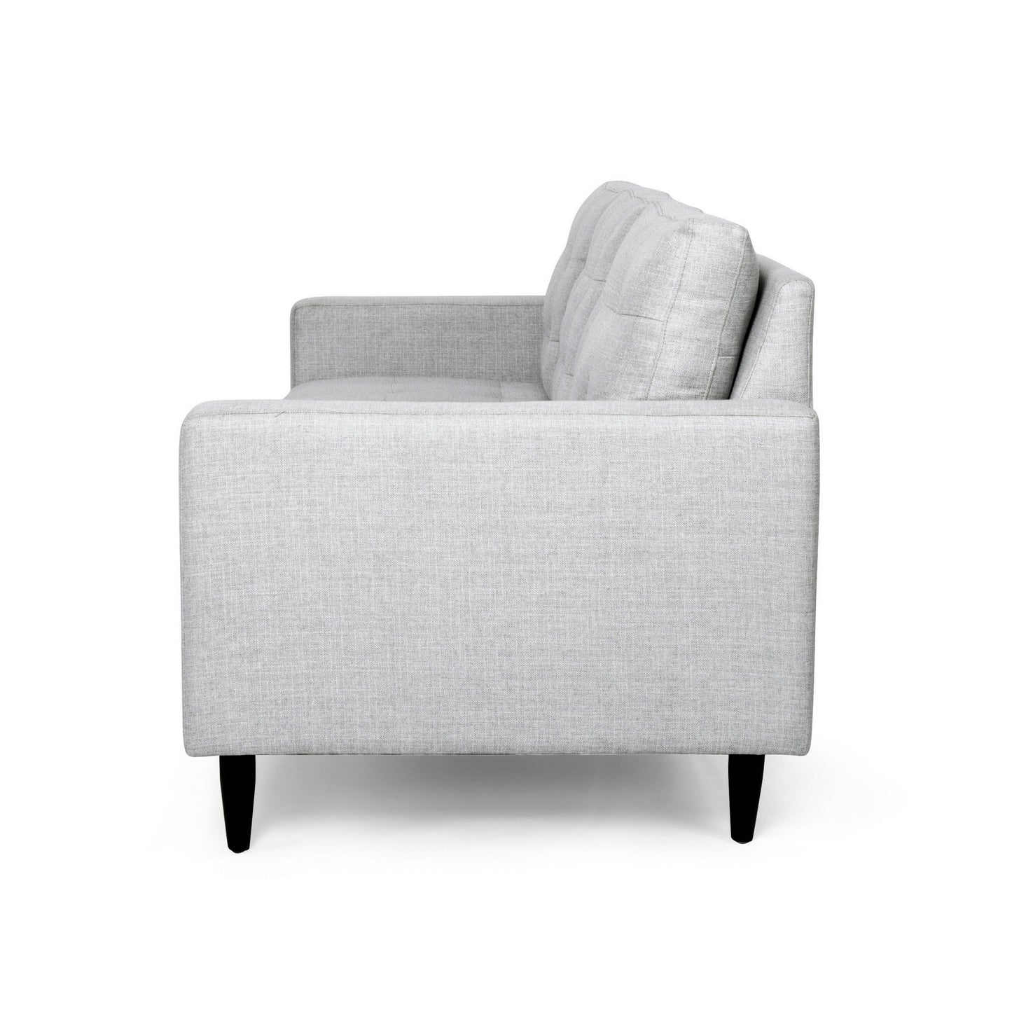 Apex Sofa, 3 Seater, 83 Inch, Modern Button Tufted, Light Gray Fabric