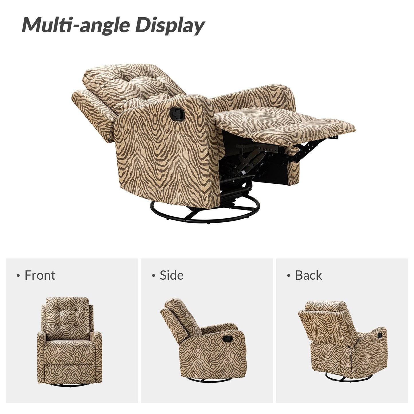 Arlette Floral Manual Swivel Recliner with Tufted Back Set of 2