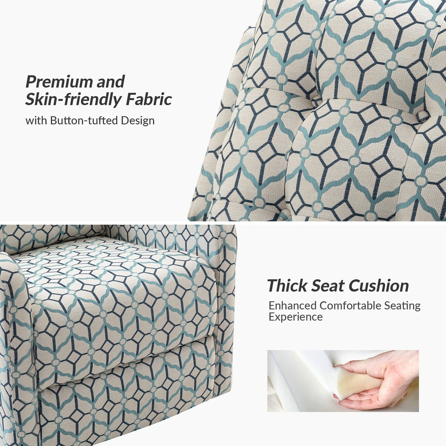 Arlette Floral Manual Swivel Recliner with Tufted Back Set of 2