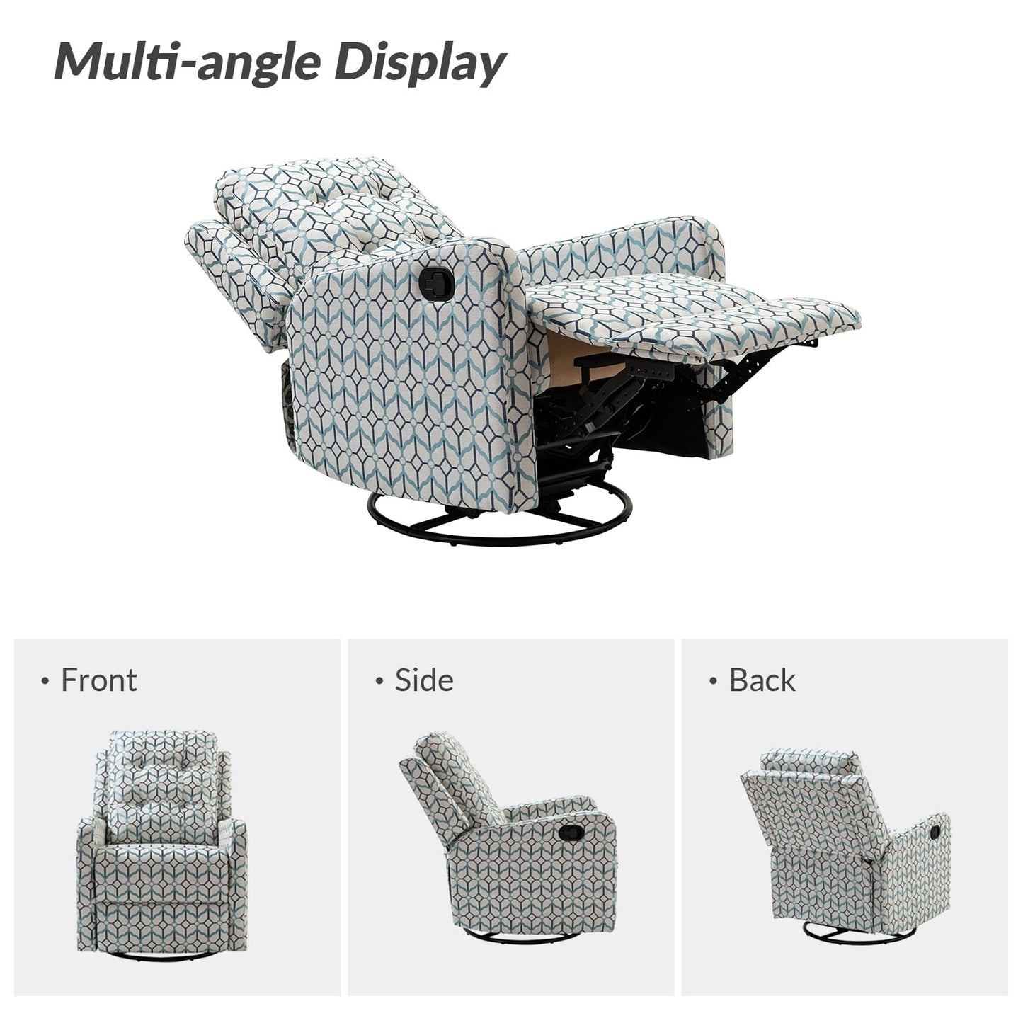 Arlette Floral Manual Swivel Recliner with Tufted Back Set of 2