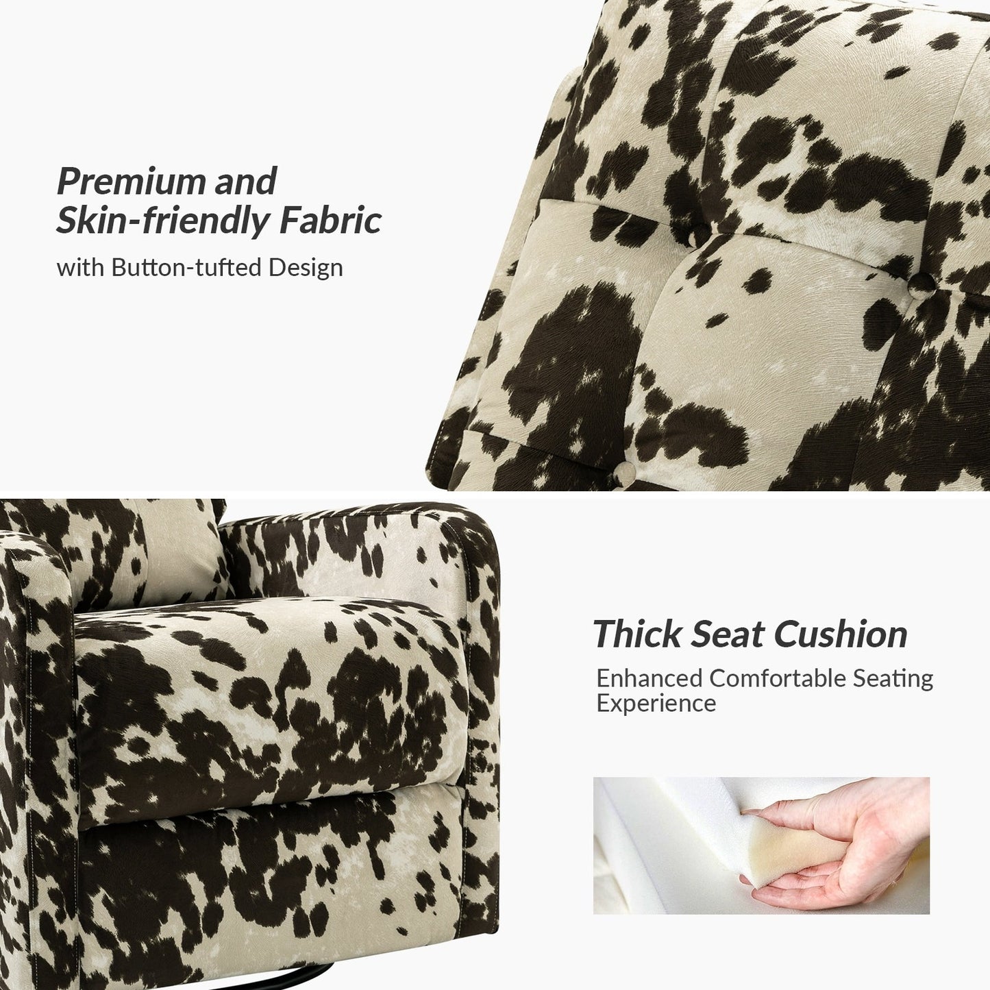 Arlette Floral Manual Swivel Recliner with Tufted Back Set of 2